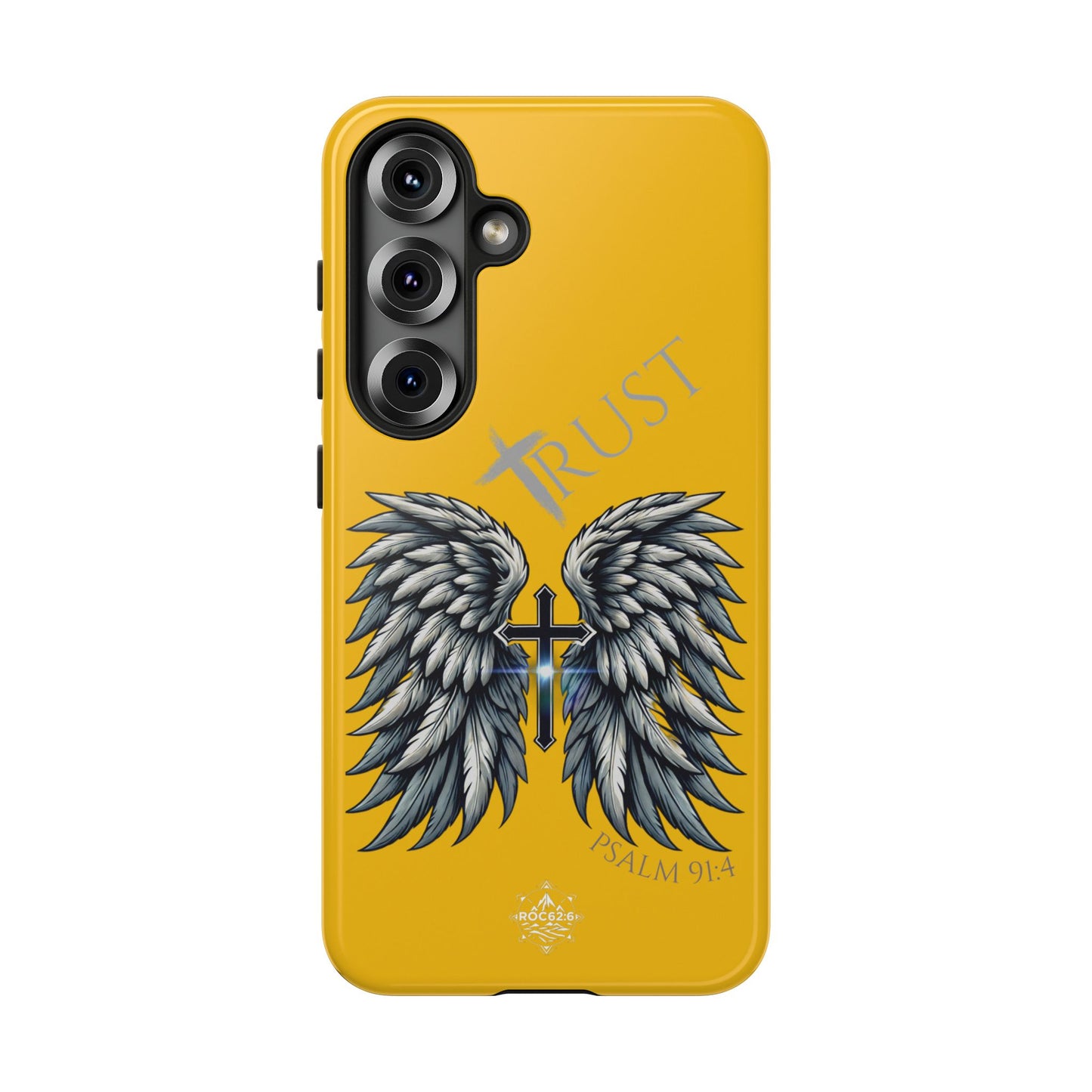 Wings Series Gold Phone Case - Trust, Psalm 91:4 Design, Inspirational Gift, Christian Accessories, Spiritual Protection, Encouragement