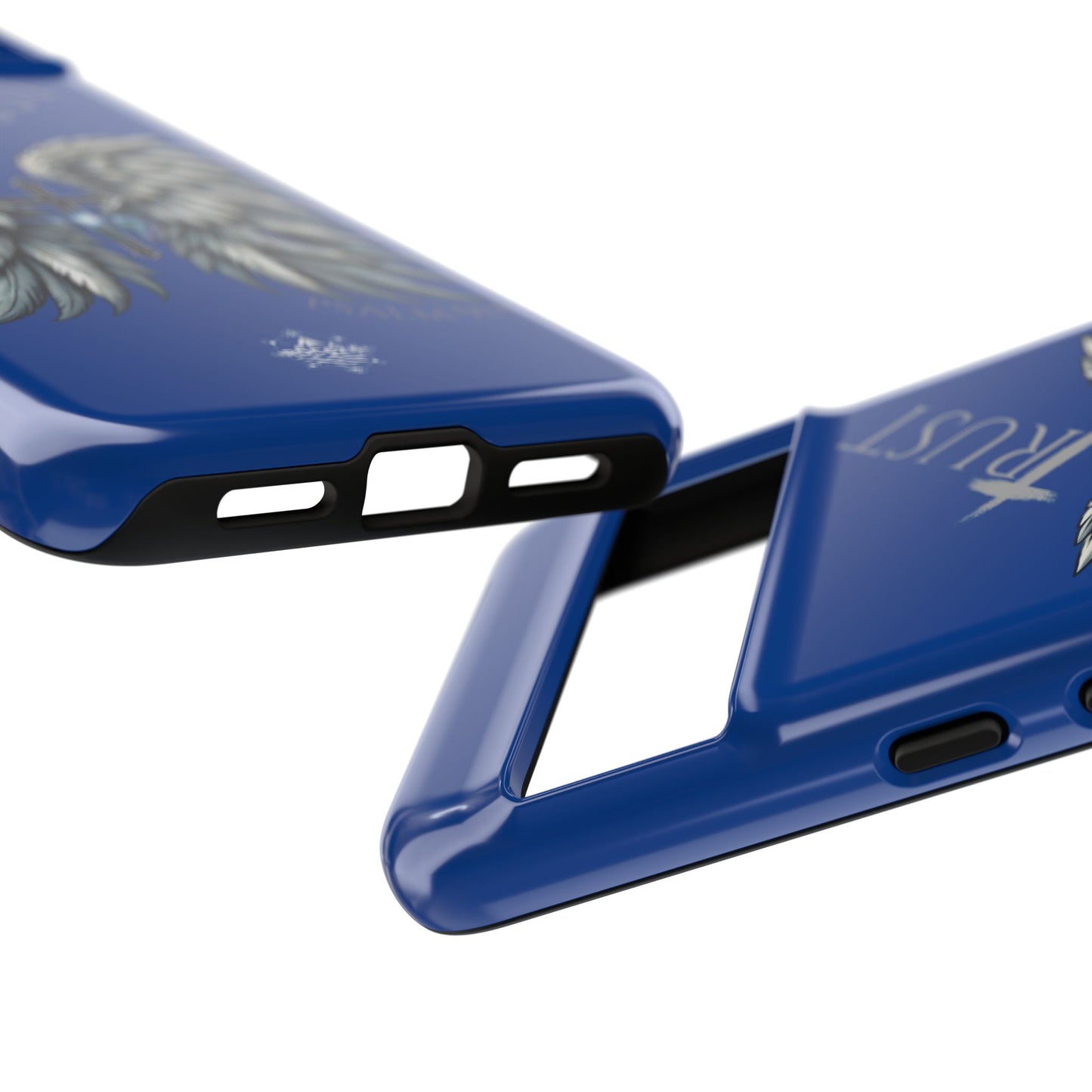 Wings Series Blue Phone Case - Trust, Psalm 91:4 Design, Inspirational Gift, Christian Accessories, Spiritual Protection, Encouragement