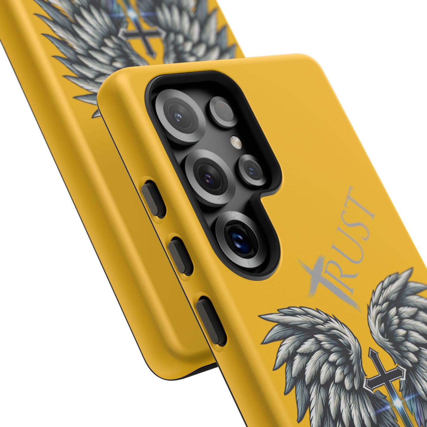 Wings Series Gold Phone Case - Trust, Psalm 91:4 Design, Inspirational Gift, Christian Accessories, Spiritual Protection, Encouragement