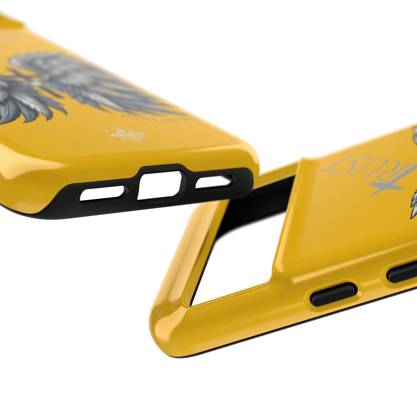 Wings Series Gold Phone Case - Trust, Psalm 91:4 Design, Inspirational Gift, Christian Accessories, Spiritual Protection, Encouragement
