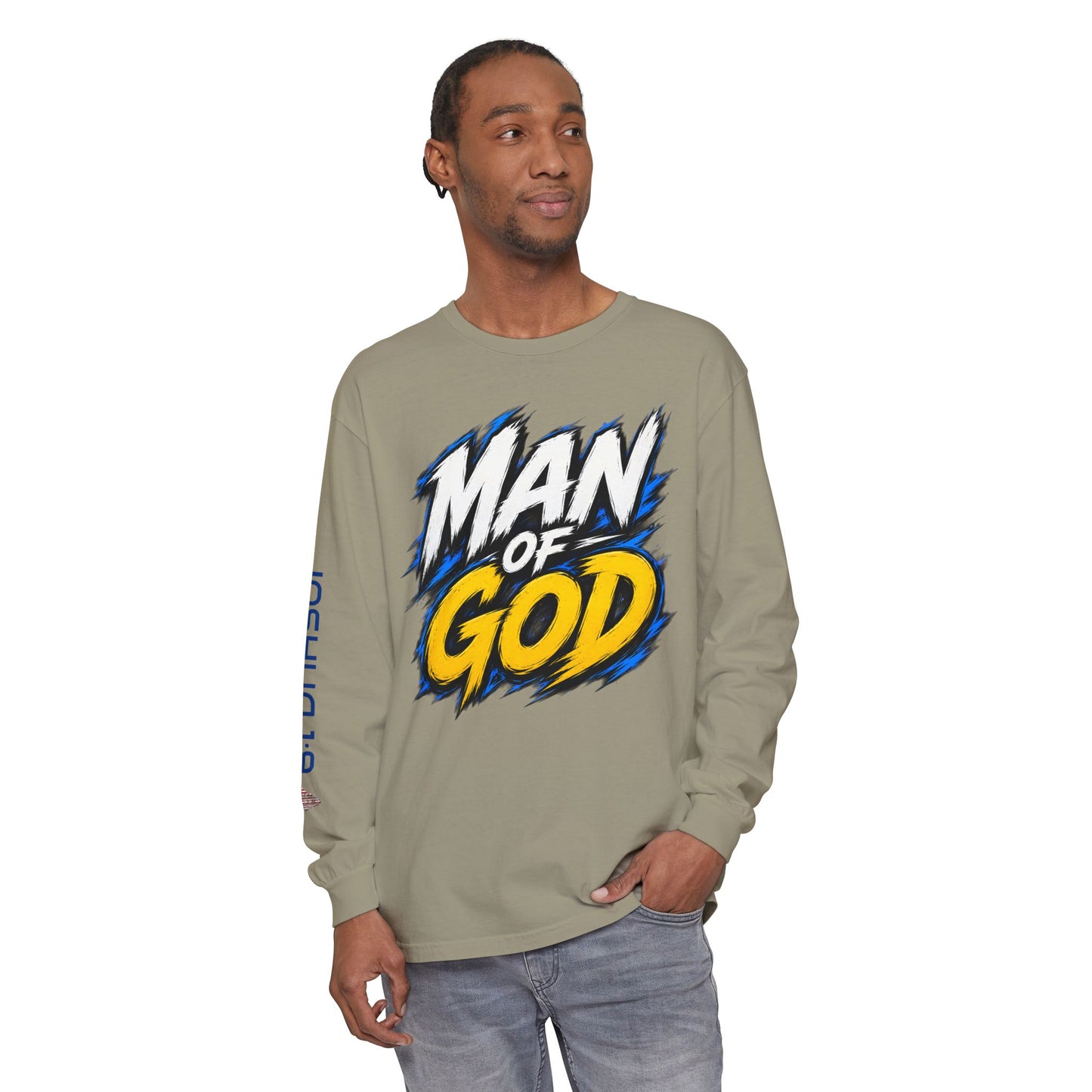 Man of God Graphic Long Sleeve Shirt | Christian Faith Message