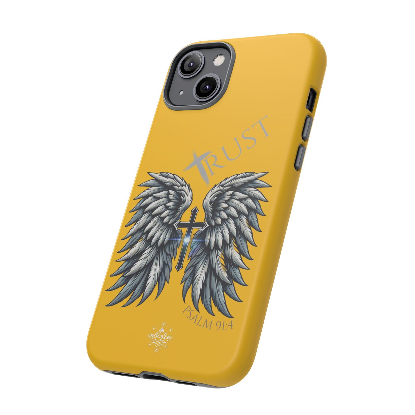 Wings Series Gold Phone Case - Trust, Psalm 91:4 Design, Inspirational Gift, Christian Accessories, Spiritual Protection, Encouragement