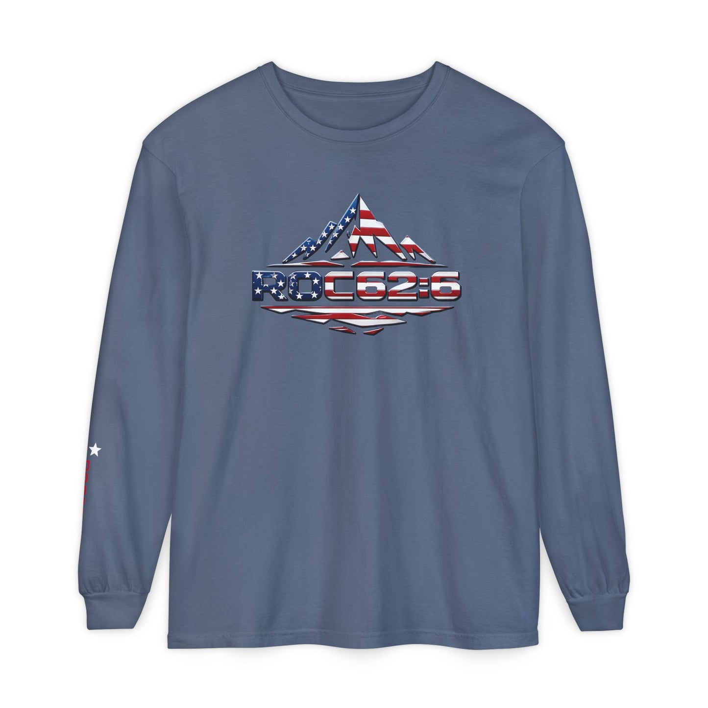 American Flag Mountain ROC626 Long Sleeve Shirt | Patriotic Outdoor Tee