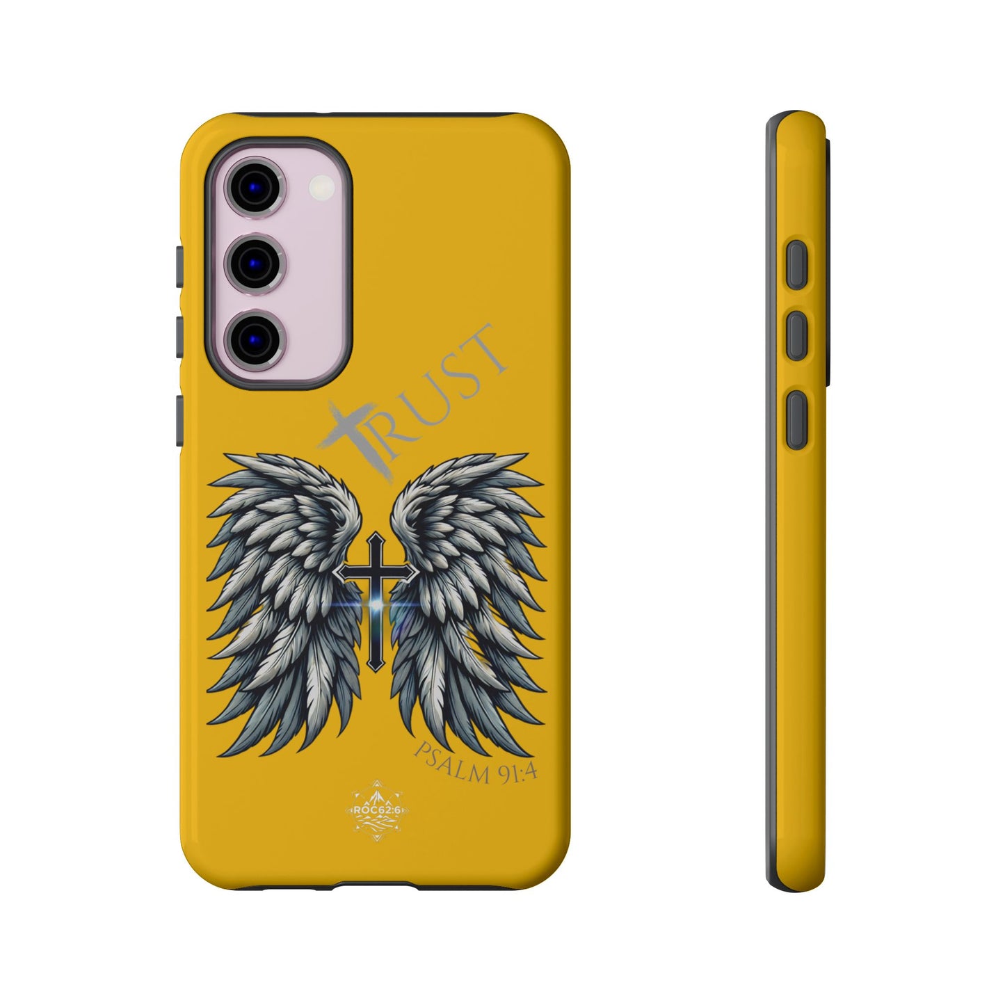 Wings Series Gold Phone Case - Trust, Psalm 91:4 Design, Inspirational Gift, Christian Accessories, Spiritual Protection, Encouragement