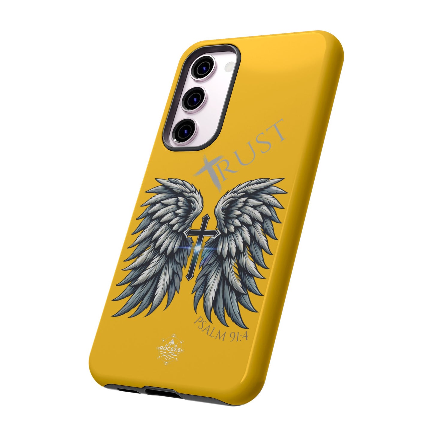 Wings Series Gold Phone Case - Trust, Psalm 91:4 Design, Inspirational Gift, Christian Accessories, Spiritual Protection, Encouragement