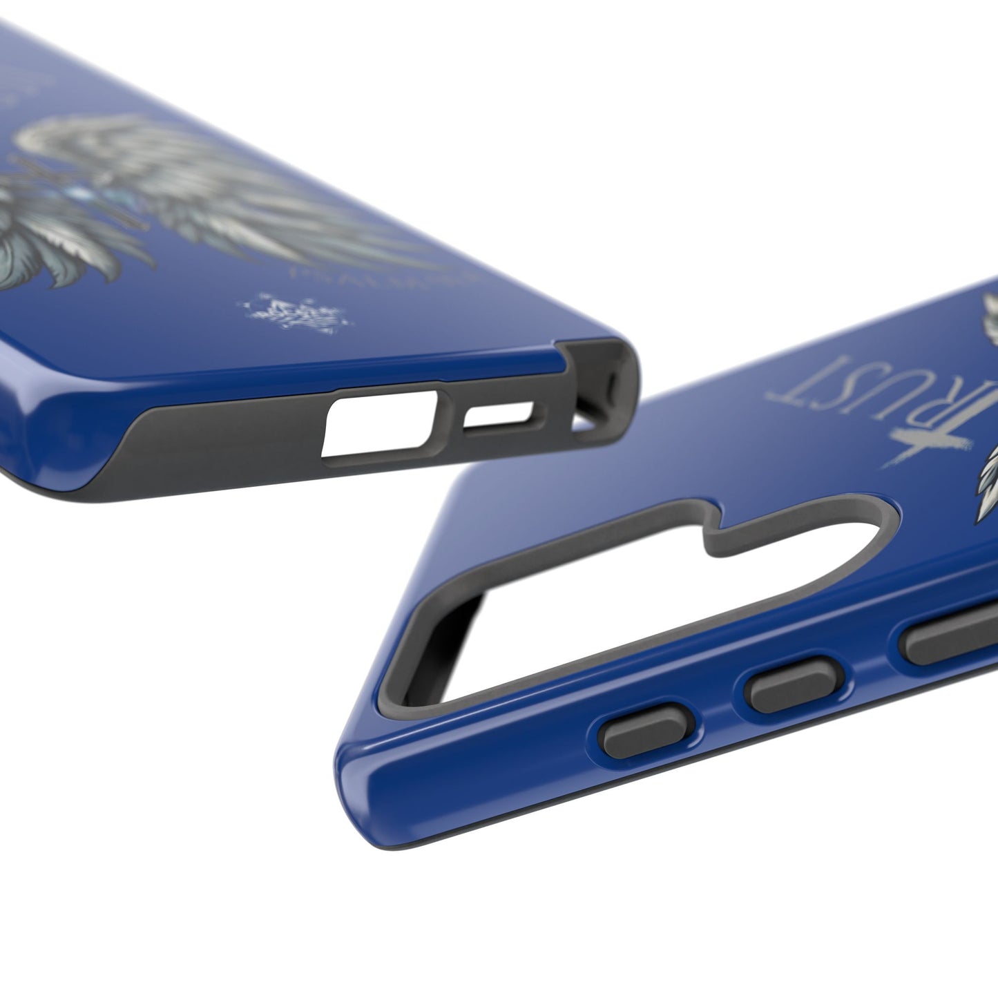 Wings Series Blue Phone Case - Trust, Psalm 91:4 Design, Inspirational Gift, Christian Accessories, Spiritual Protection, Encouragement