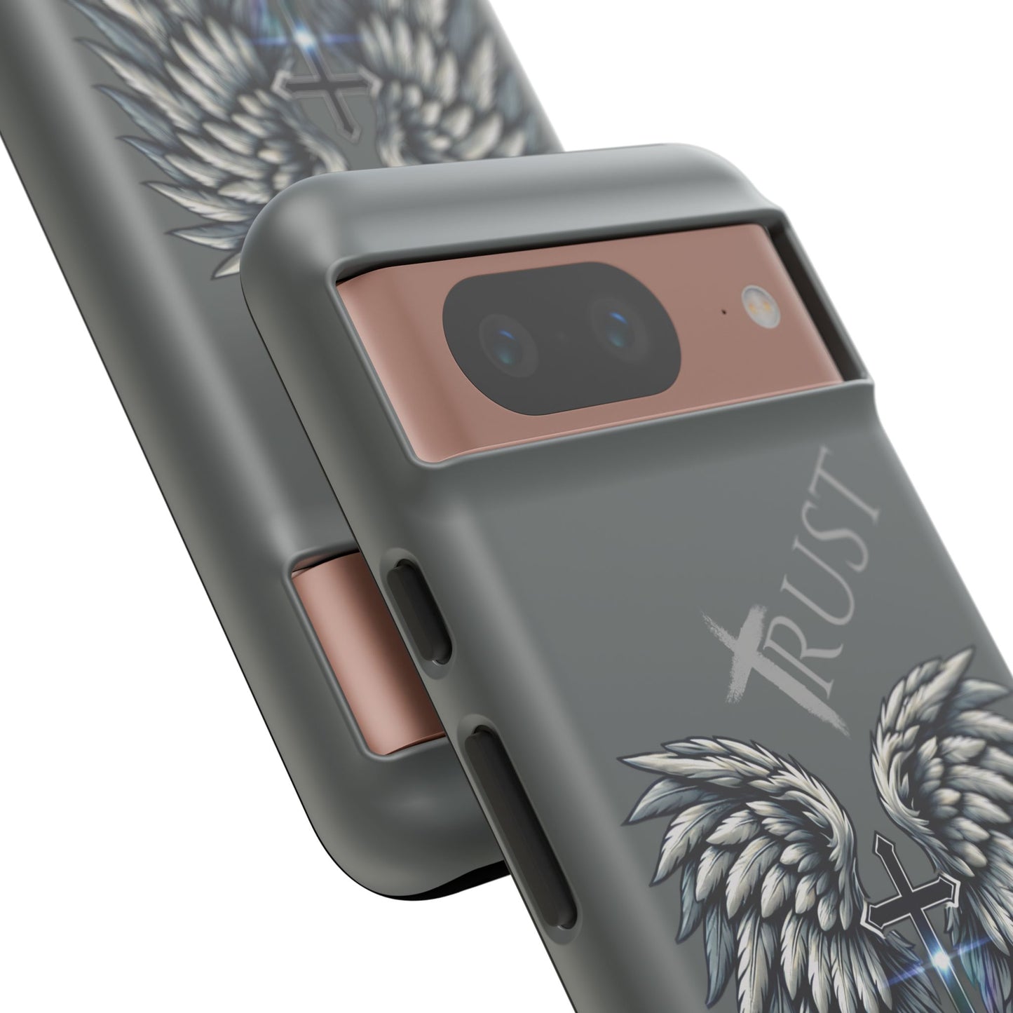 Wings Series Dark Grey Phone Case - Trust, Psalm 91:4 Design, Inspirational Gift, Christian Accessories, Spiritual Protection, Encouragement