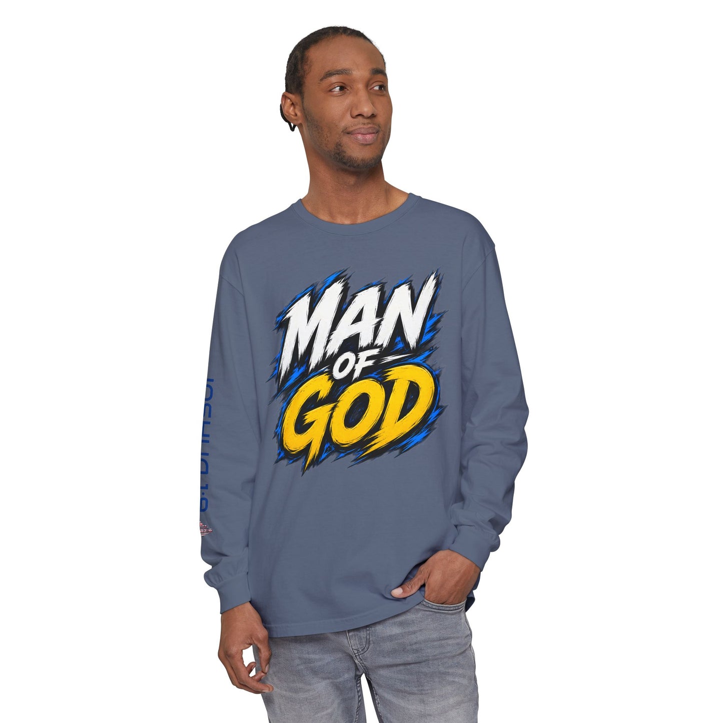 Man of God Graphic Long Sleeve Shirt | Christian Faith Message