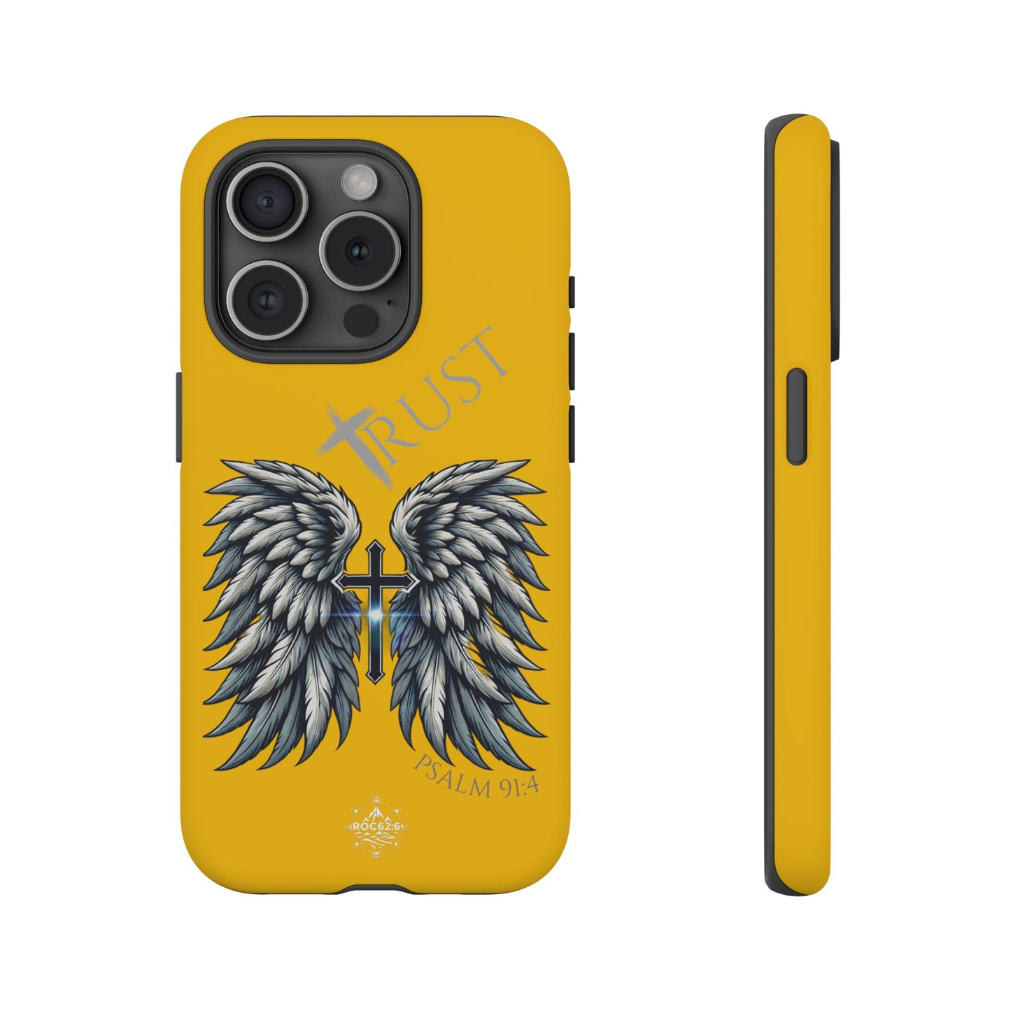 Wings Series Gold Phone Case - Trust, Psalm 91:4 Design, Inspirational Gift, Christian Accessories, Spiritual Protection, Encouragement