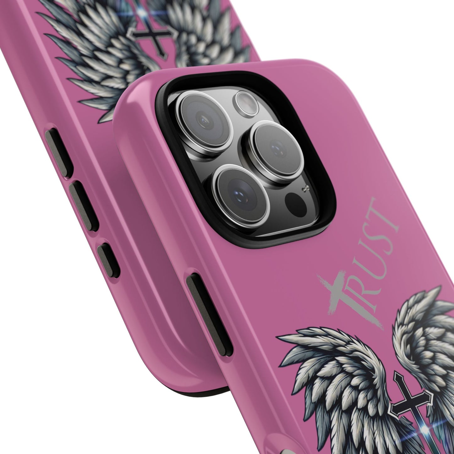 Wings Series Pink Phone Case - Trust, Psalm 91:4 Design, Inspirational Gift, Christian Accessories, Spiritual Protection, Encouragement