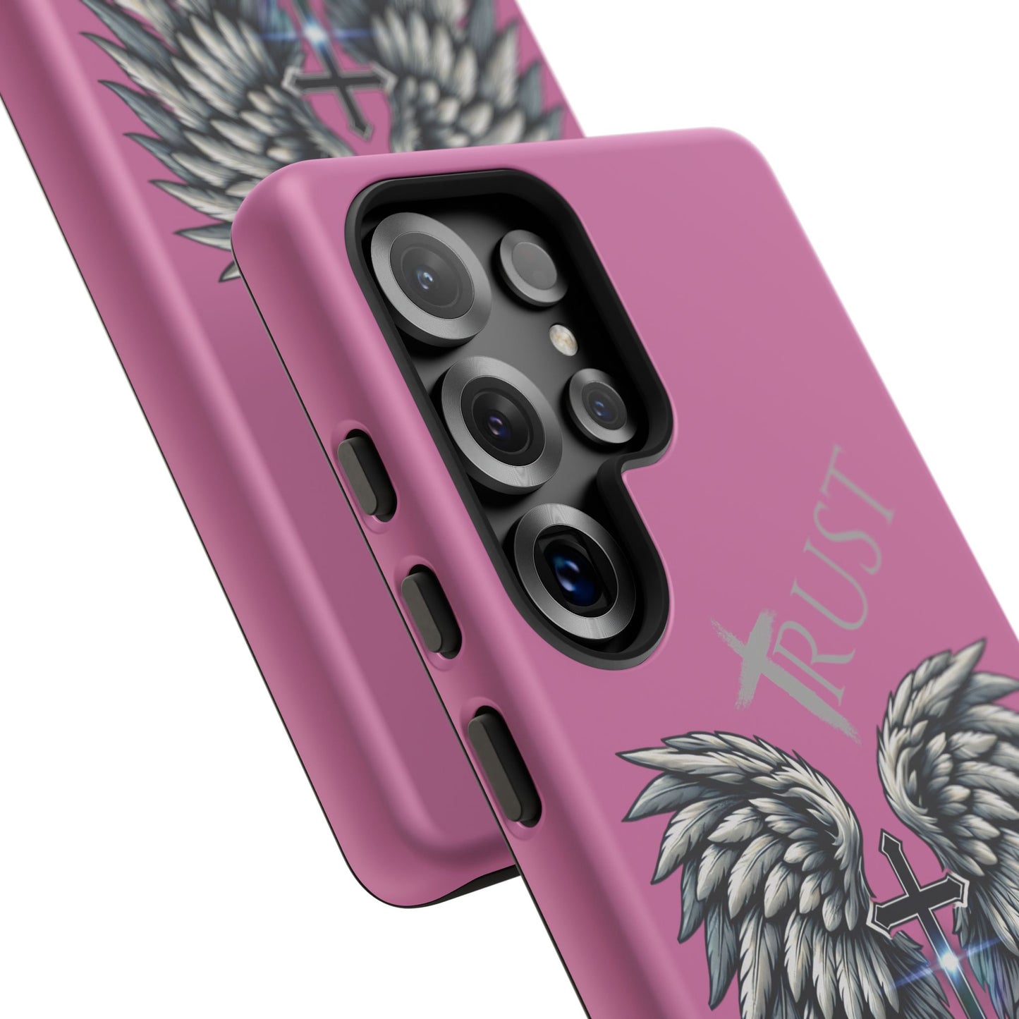 Wings Series Pink Phone Case - Trust, Psalm 91:4 Design, Inspirational Gift, Christian Accessories, Spiritual Protection, Encouragement