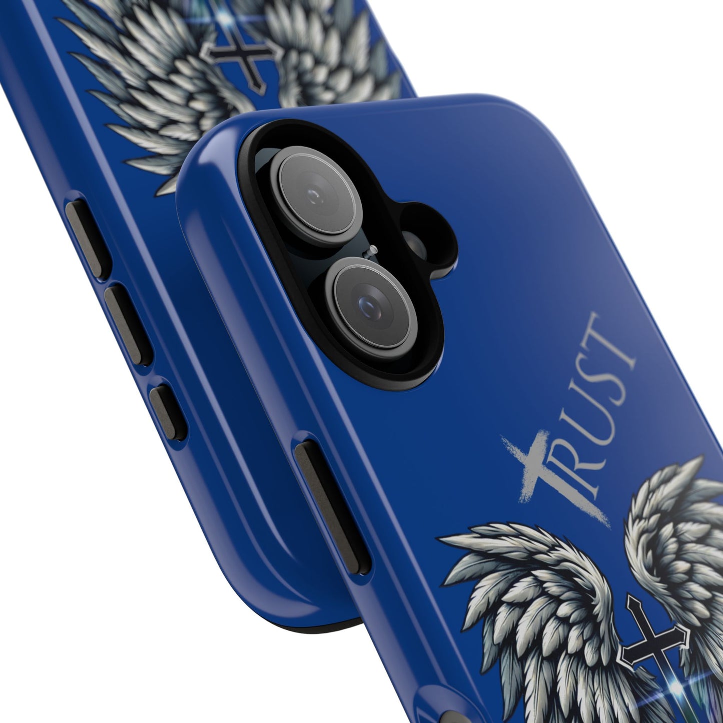 Wings Series Blue Phone Case - Trust, Psalm 91:4 Design, Inspirational Gift, Christian Accessories, Spiritual Protection, Encouragement
