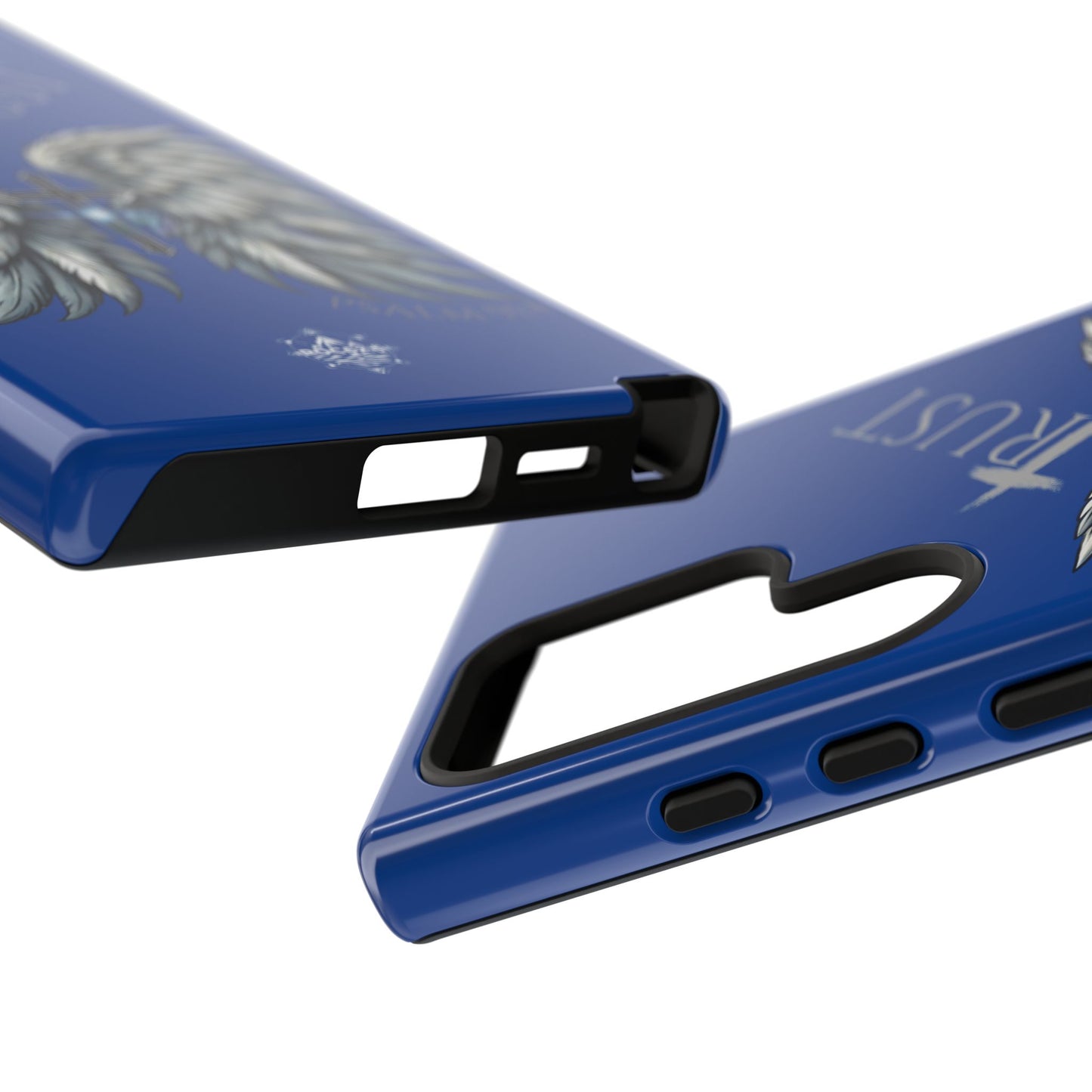 Wings Series Blue Phone Case - Trust, Psalm 91:4 Design, Inspirational Gift, Christian Accessories, Spiritual Protection, Encouragement