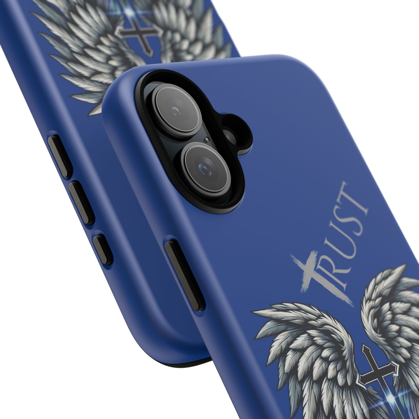 Wings Series Blue Phone Case - Trust, Psalm 91:4 Design, Inspirational Gift, Christian Accessories, Spiritual Protection, Encouragement