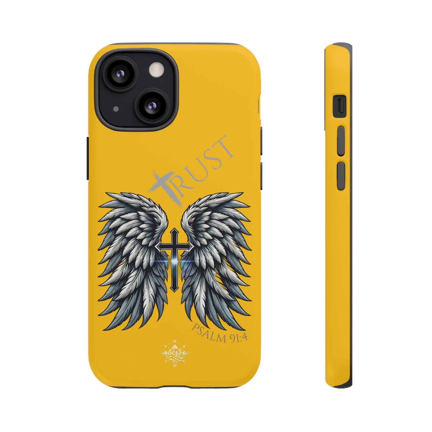 Wings Series Gold Phone Case - Trust, Psalm 91:4 Design, Inspirational Gift, Christian Accessories, Spiritual Protection, Encouragement