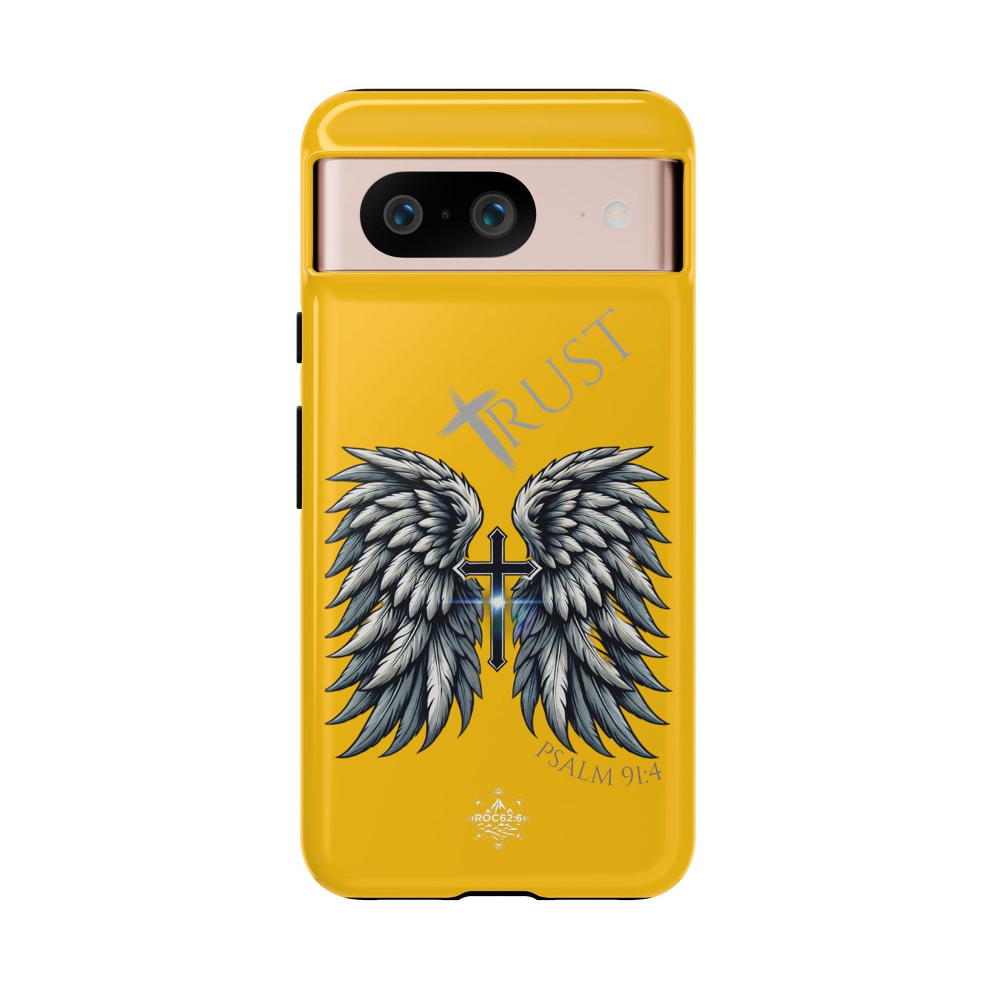 Wings Series Gold Phone Case - Trust, Psalm 91:4 Design, Inspirational Gift, Christian Accessories, Spiritual Protection, Encouragement
