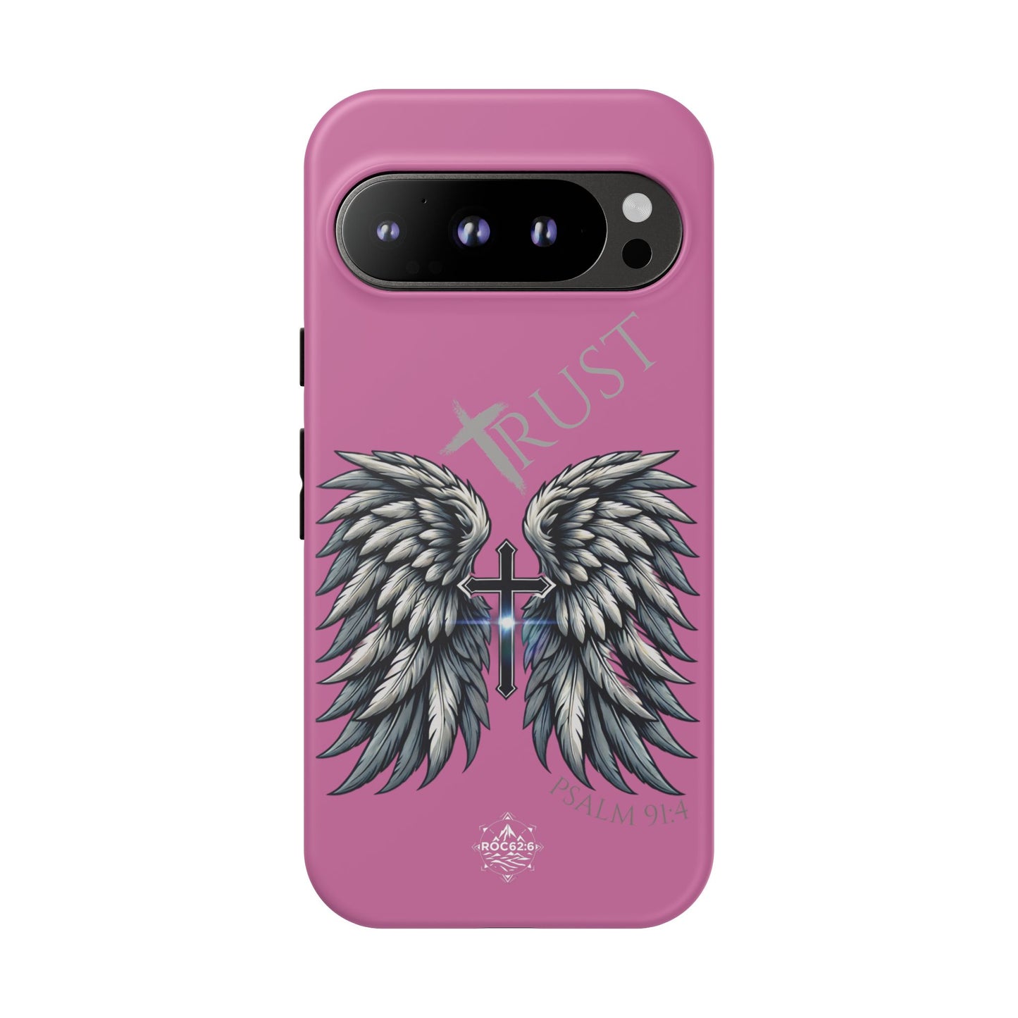 Wings Series Pink Phone Case - Trust, Psalm 91:4 Design, Inspirational Gift, Christian Accessories, Spiritual Protection, Encouragement