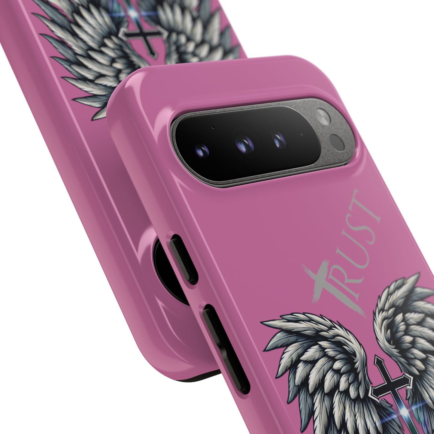 Wings Series Pink Phone Case - Trust, Psalm 91:4 Design, Inspirational Gift, Christian Accessories, Spiritual Protection, Encouragement