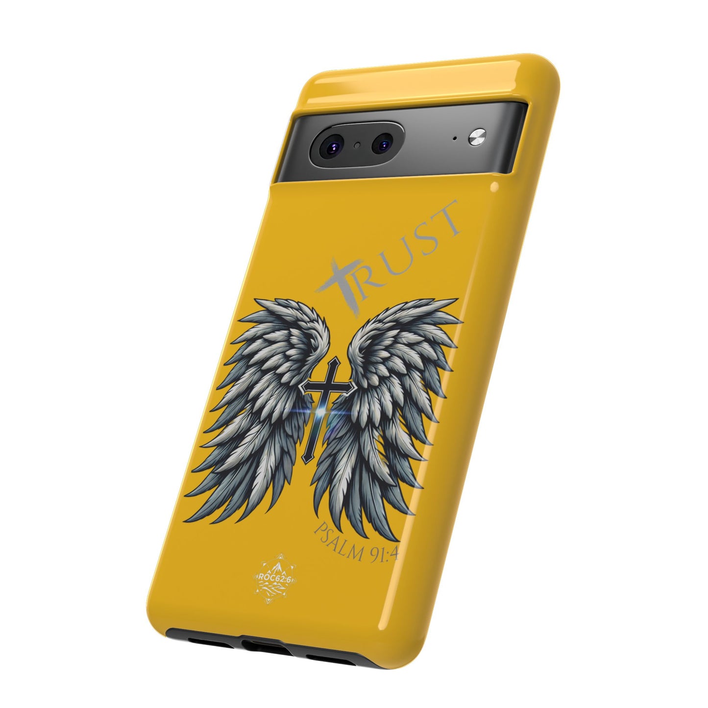 Wings Series Gold Phone Case - Trust, Psalm 91:4 Design, Inspirational Gift, Christian Accessories, Spiritual Protection, Encouragement