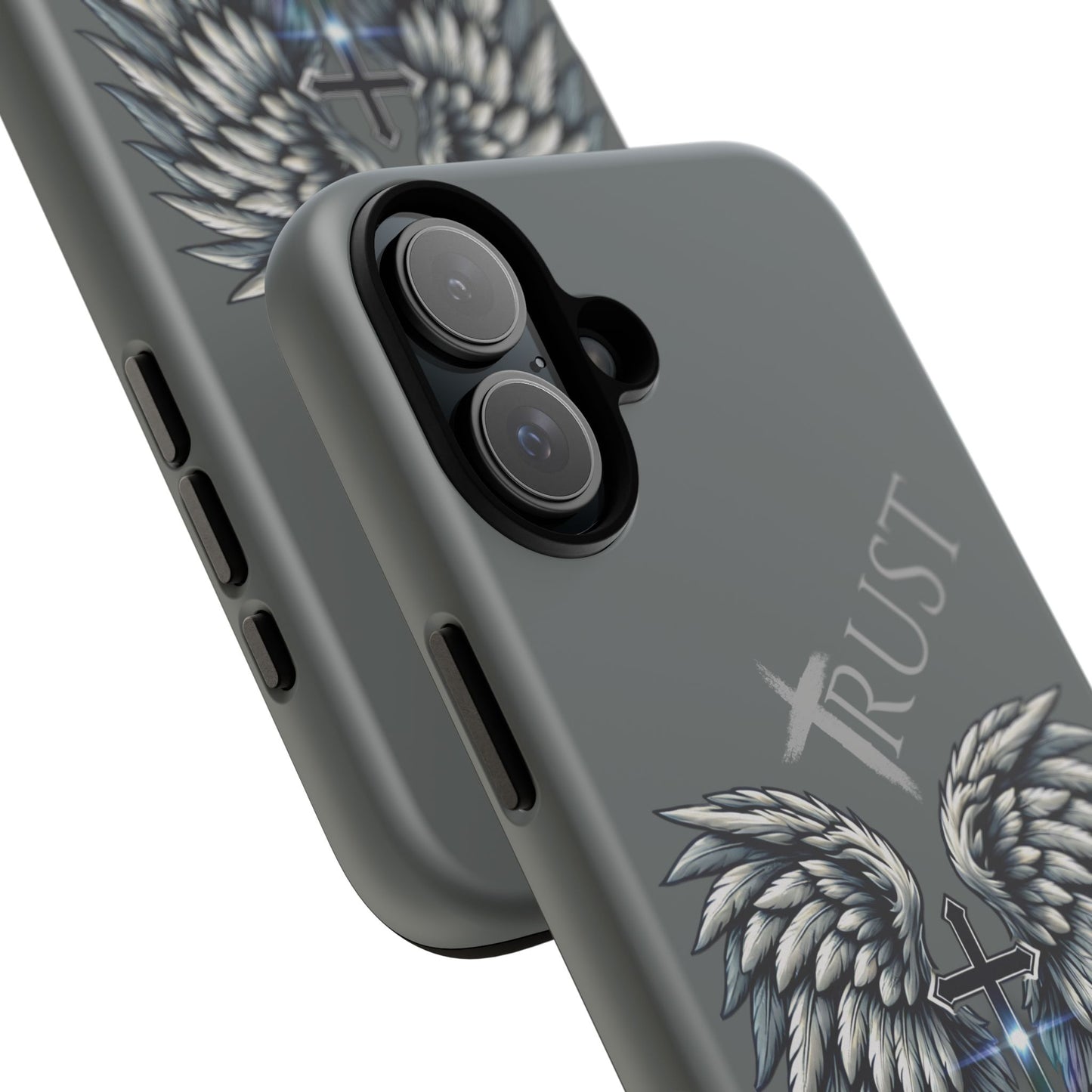 Wings Series Dark Grey Phone Case - Trust, Psalm 91:4 Design, Inspirational Gift, Christian Accessories, Spiritual Protection, Encouragement