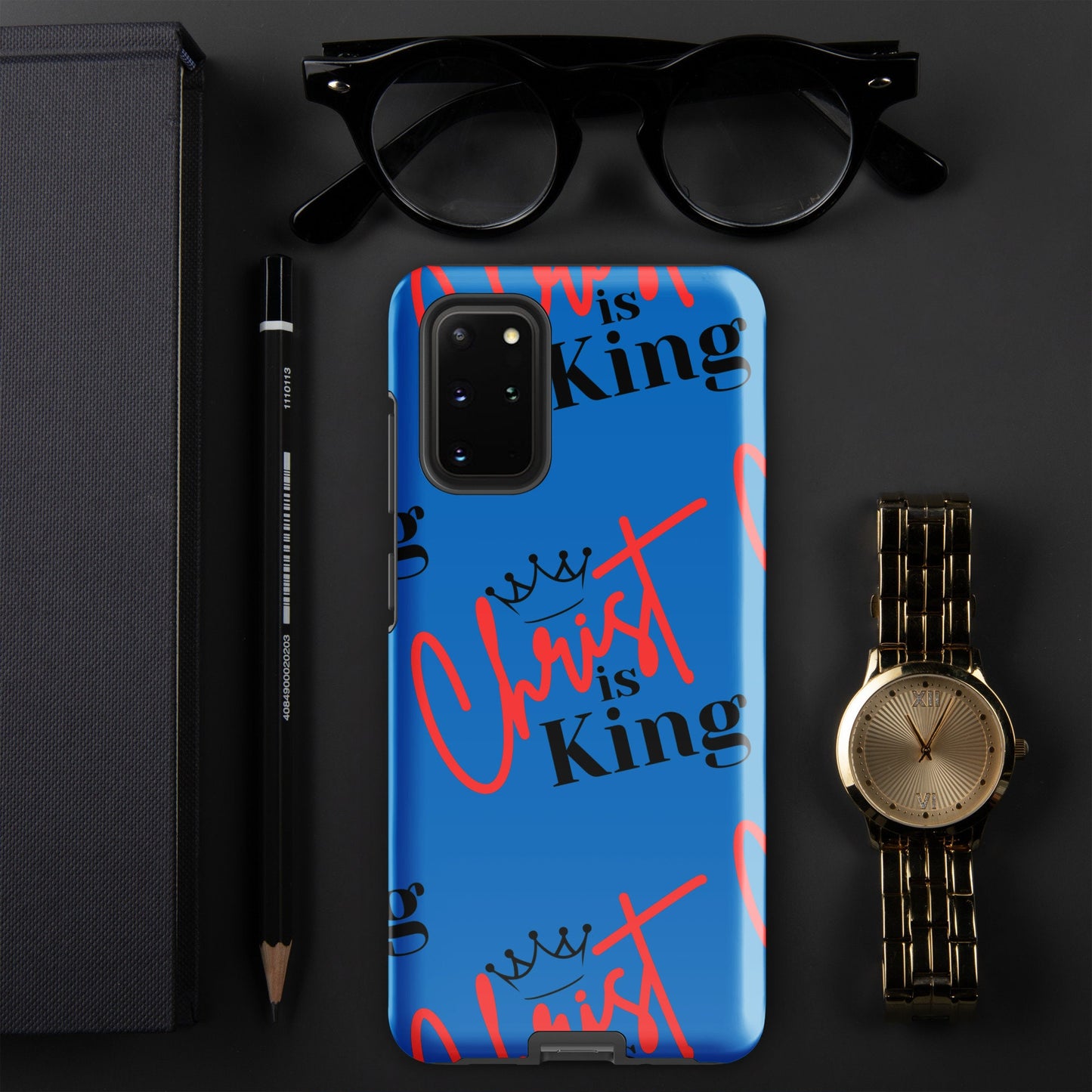 Christ is King Tough case for Samsung - Navy - S21, S22, S23, S24 Series, Jesus Samsung Case, Christian Samsung Case, Designer Samsung Case