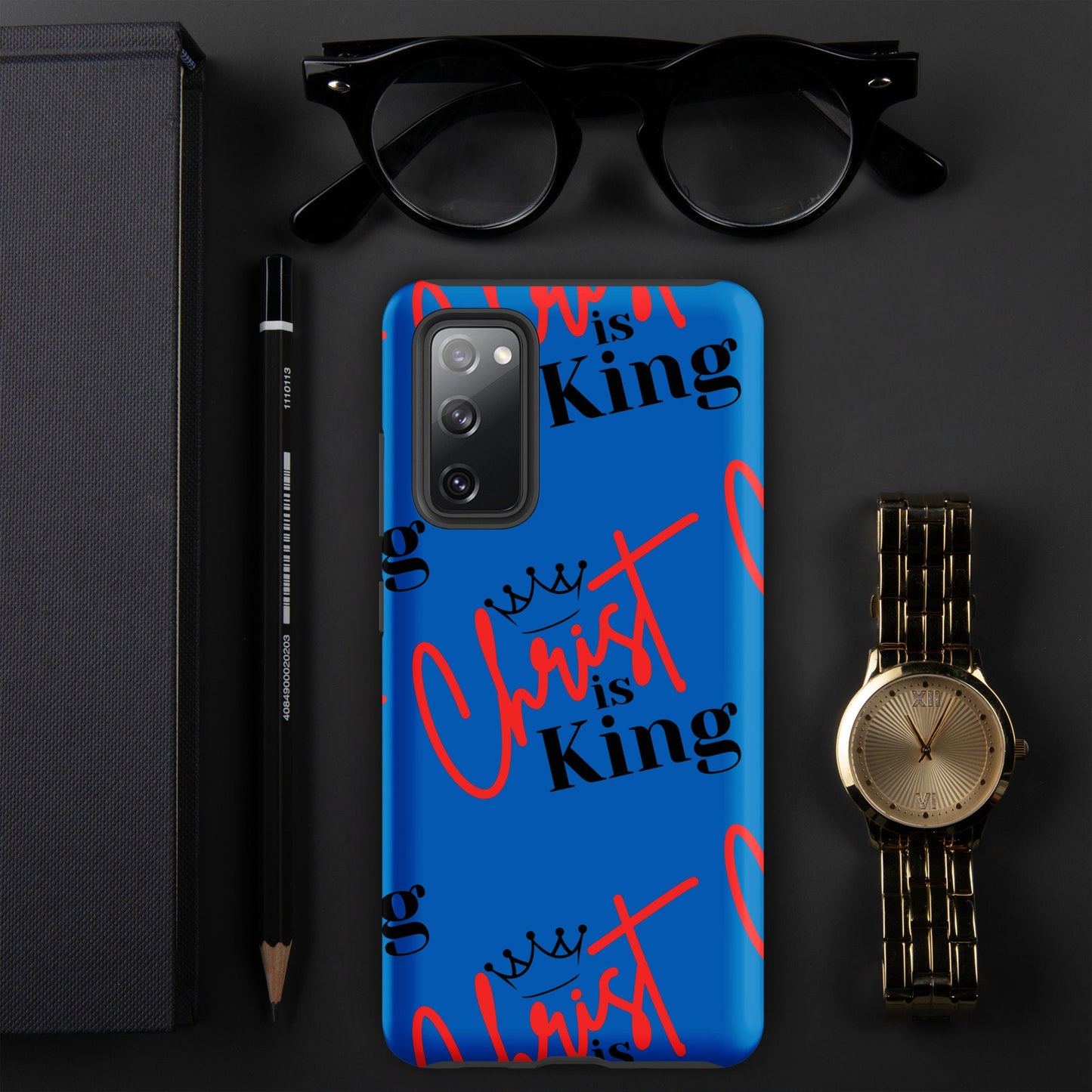 Christ is King Tough case for Samsung - Navy - S21, S22, S23, S24 Series, Jesus Samsung Case, Christian Samsung Case, Designer Samsung Case