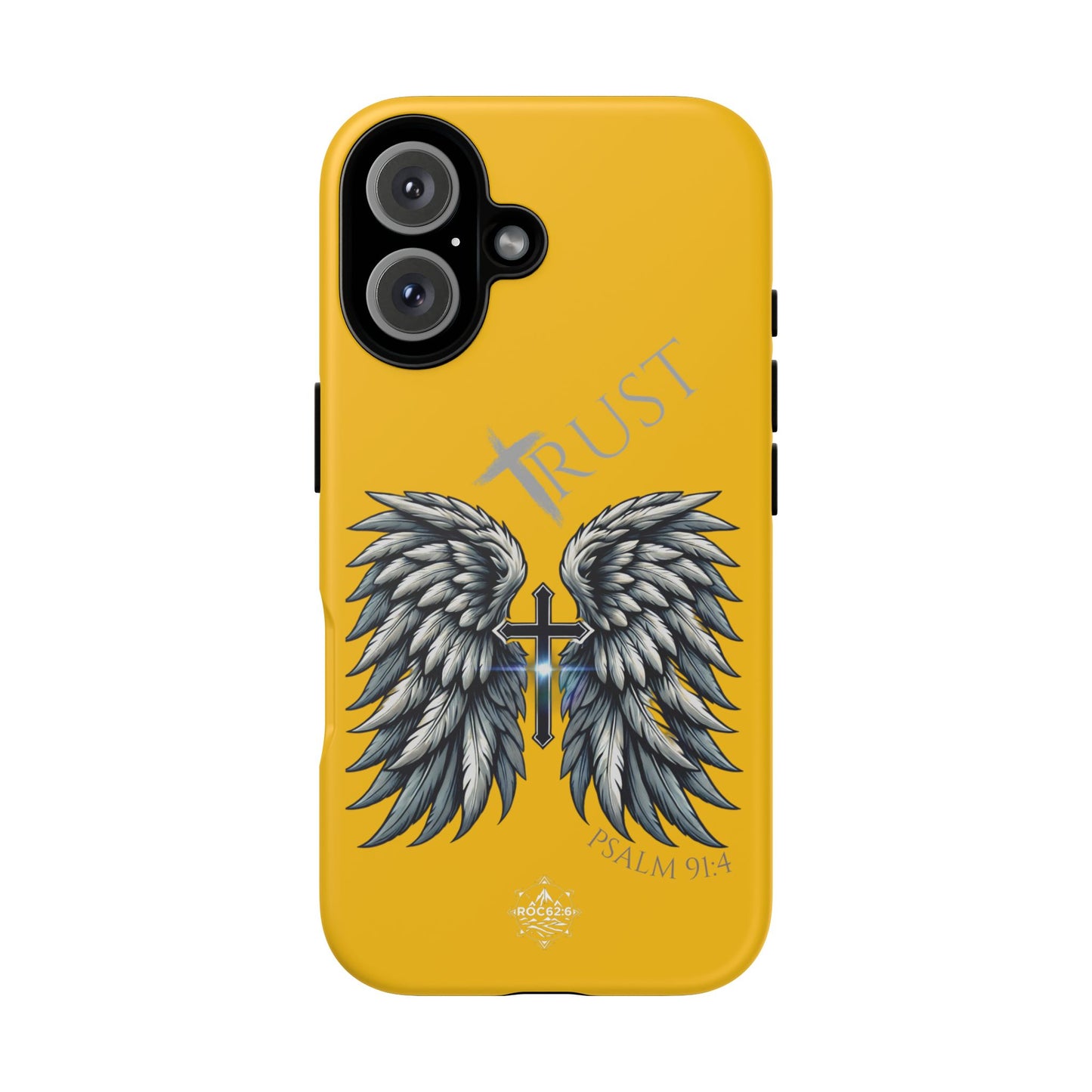 Wings Series Gold Phone Case - Trust, Psalm 91:4 Design, Inspirational Gift, Christian Accessories, Spiritual Protection, Encouragement