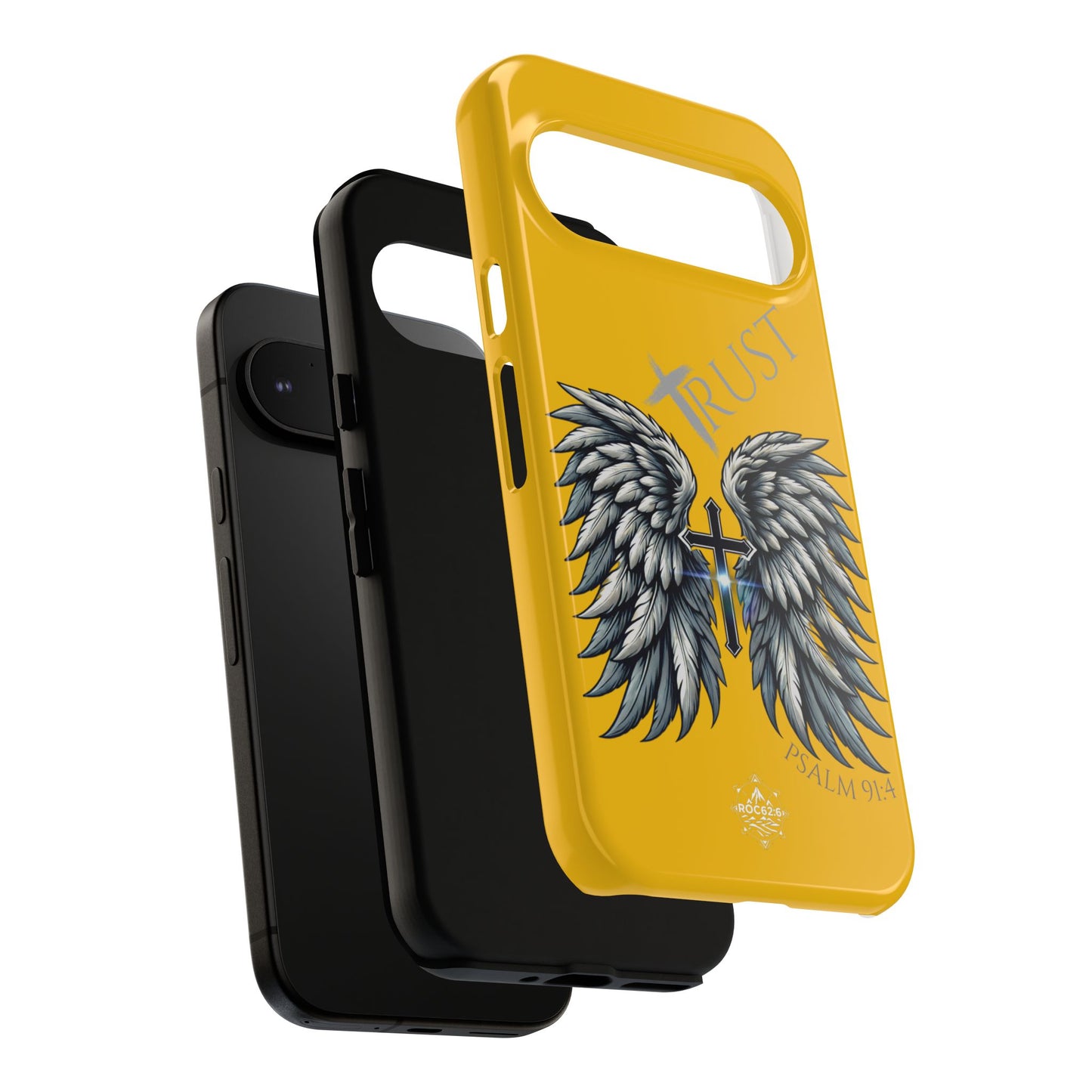 Wings Series Gold Phone Case - Trust, Psalm 91:4 Design, Inspirational Gift, Christian Accessories, Spiritual Protection, Encouragement