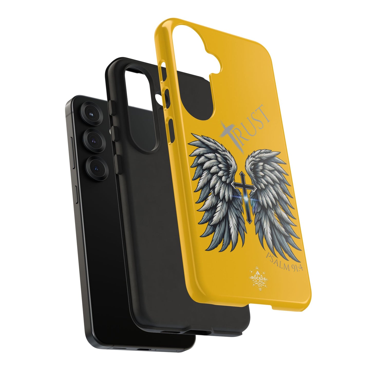 Wings Series Gold Phone Case - Trust, Psalm 91:4 Design, Inspirational Gift, Christian Accessories, Spiritual Protection, Encouragement