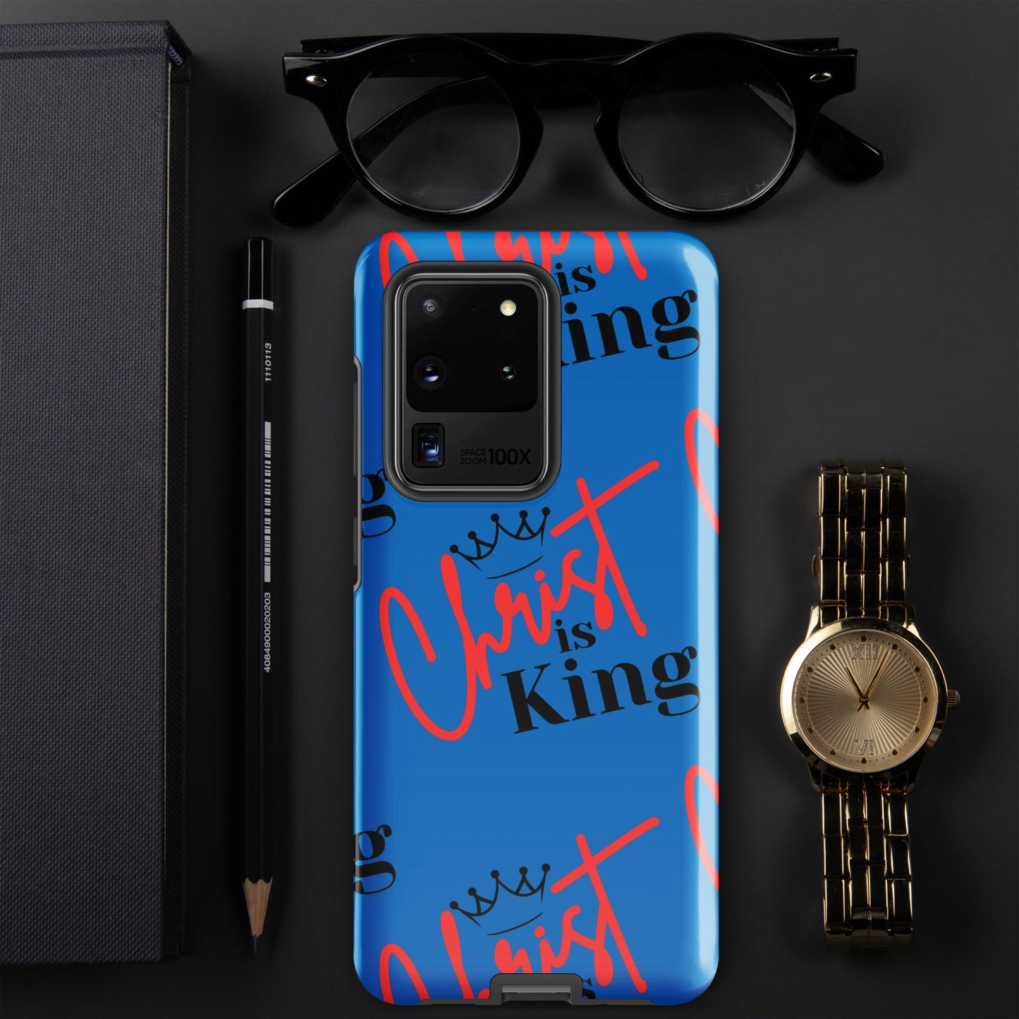 Christ is King Tough case for Samsung - Navy - S21, S22, S23, S24 Series, Jesus Samsung Case, Christian Samsung Case, Designer Samsung Case