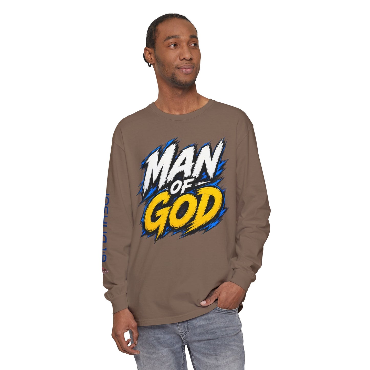 Man of God Graphic Long Sleeve Shirt | Christian Faith Message