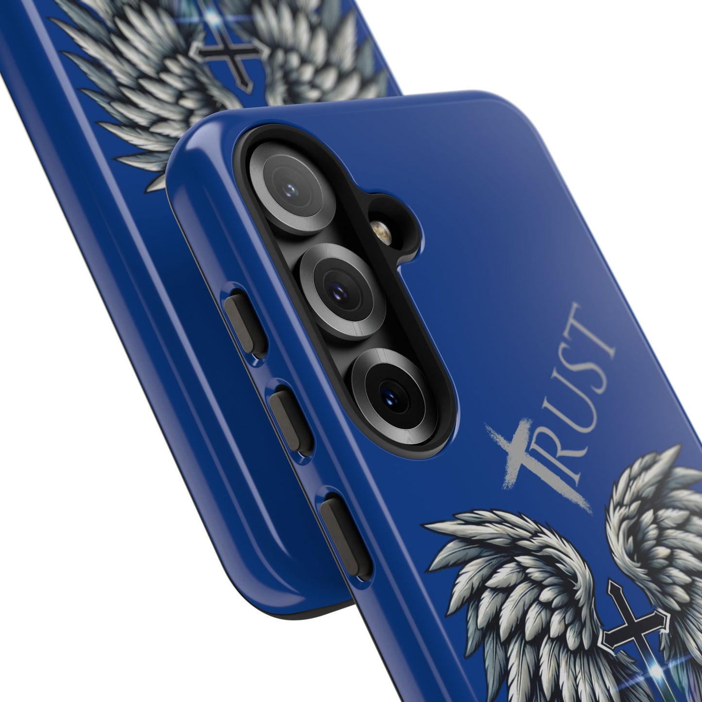 Wings Series Blue Phone Case - Trust, Psalm 91:4 Design, Inspirational Gift, Christian Accessories, Spiritual Protection, Encouragement