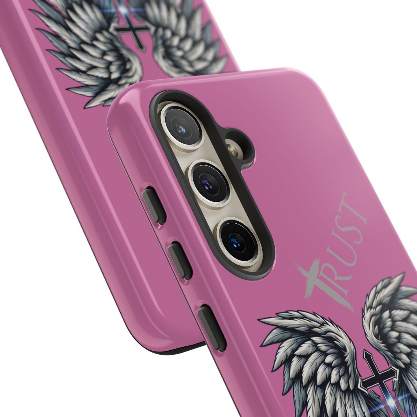 Wings Series Pink Phone Case - Trust, Psalm 91:4 Design, Inspirational Gift, Christian Accessories, Spiritual Protection, Encouragement