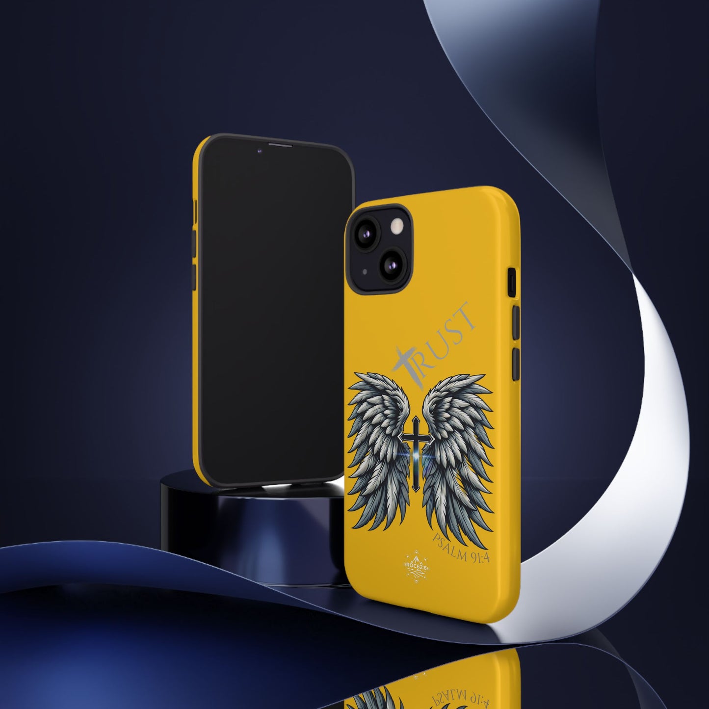 Wings Series Gold Phone Case - Trust, Psalm 91:4 Design, Inspirational Gift, Christian Accessories, Spiritual Protection, Encouragement