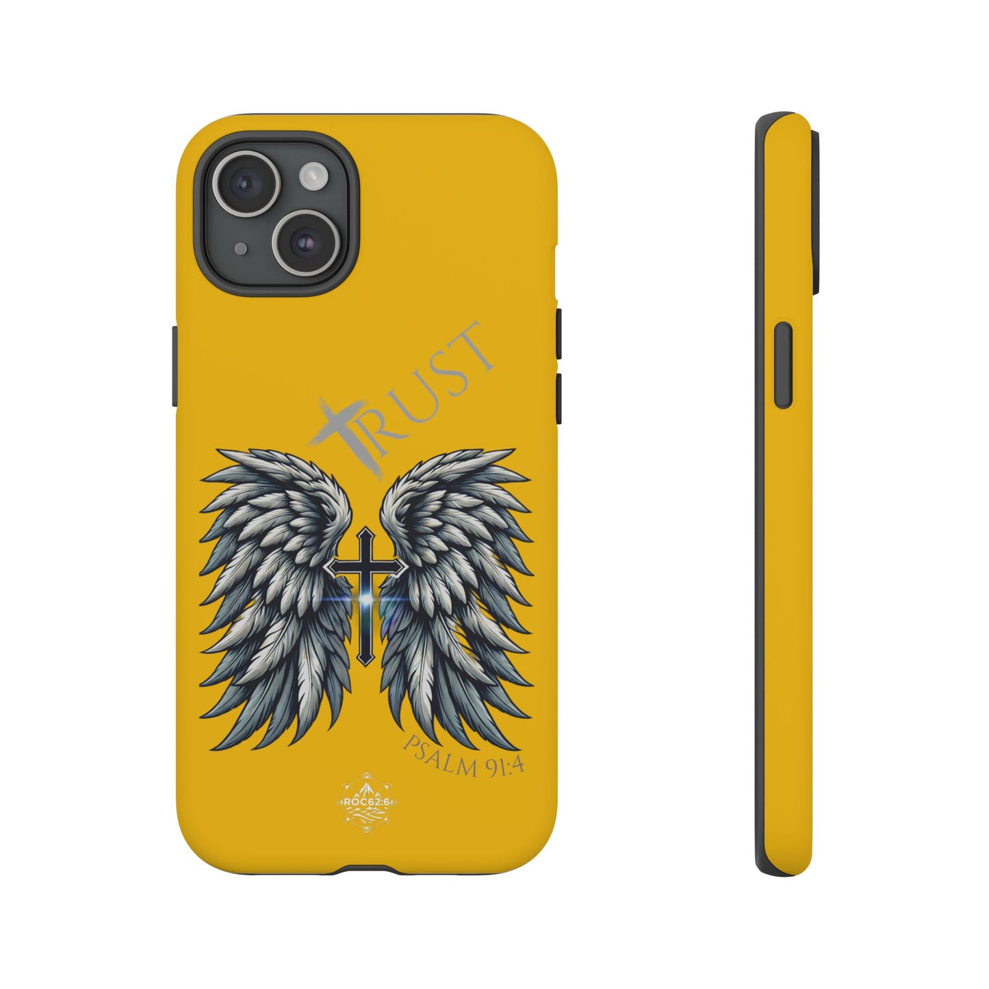 Wings Series Gold Phone Case - Trust, Psalm 91:4 Design, Inspirational Gift, Christian Accessories, Spiritual Protection, Encouragement