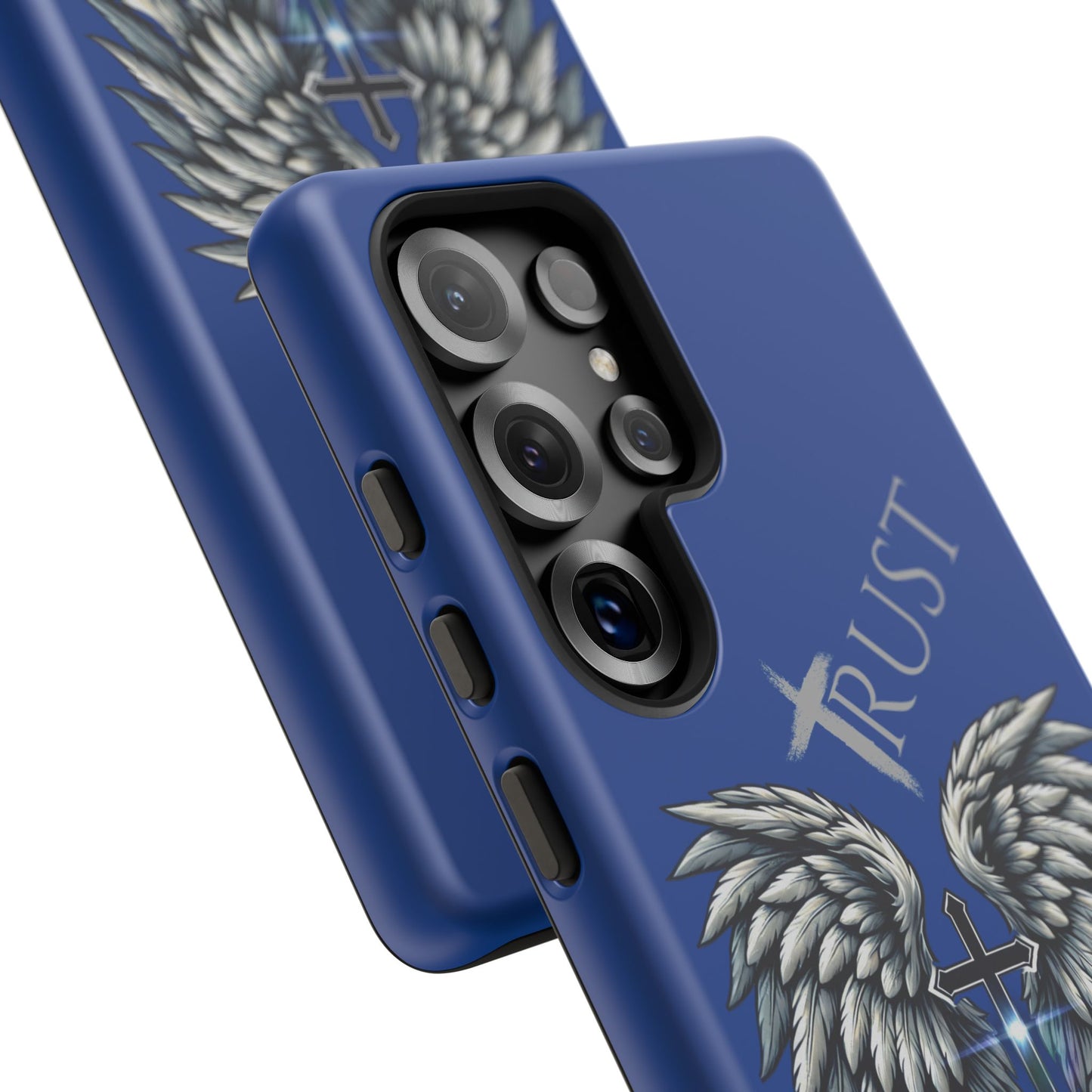 Wings Series Blue Phone Case - Trust, Psalm 91:4 Design, Inspirational Gift, Christian Accessories, Spiritual Protection, Encouragement