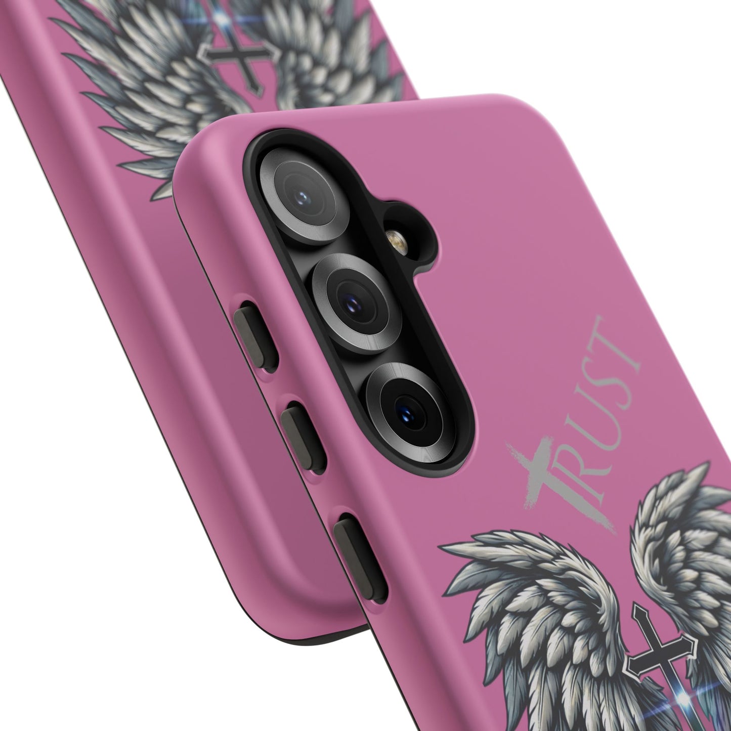 Wings Series Pink Phone Case - Trust, Psalm 91:4 Design, Inspirational Gift, Christian Accessories, Spiritual Protection, Encouragement