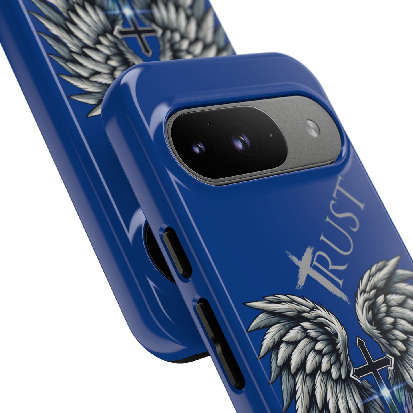 Wings Series Blue Phone Case - Trust, Psalm 91:4 Design, Inspirational Gift, Christian Accessories, Spiritual Protection, Encouragement