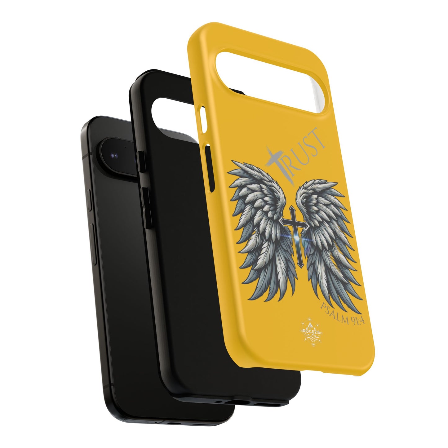 Wings Series Gold Phone Case - Trust, Psalm 91:4 Design, Inspirational Gift, Christian Accessories, Spiritual Protection, Encouragement