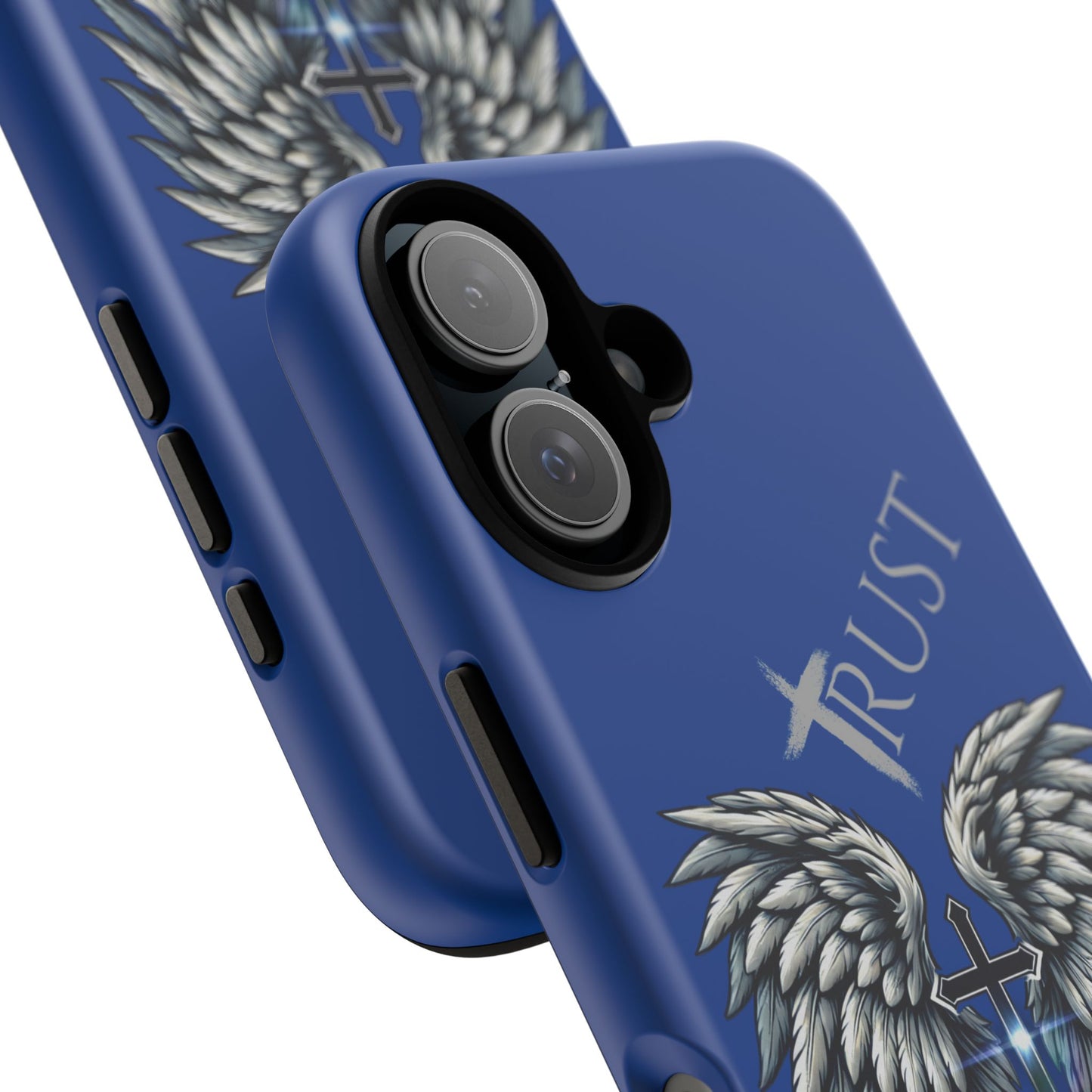 Wings Series Blue Phone Case - Trust, Psalm 91:4 Design, Inspirational Gift, Christian Accessories, Spiritual Protection, Encouragement