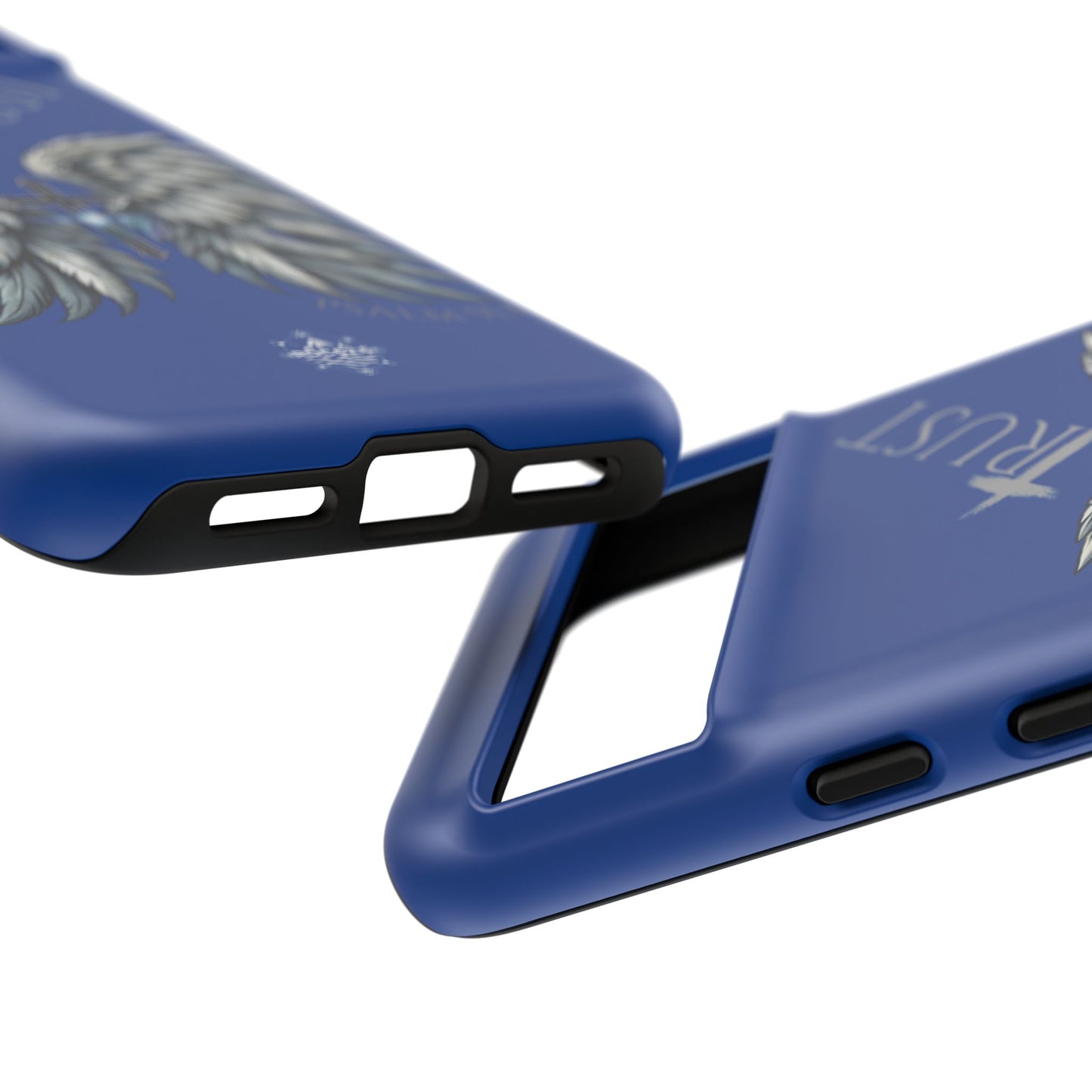Wings Series Blue Phone Case - Trust, Psalm 91:4 Design, Inspirational Gift, Christian Accessories, Spiritual Protection, Encouragement