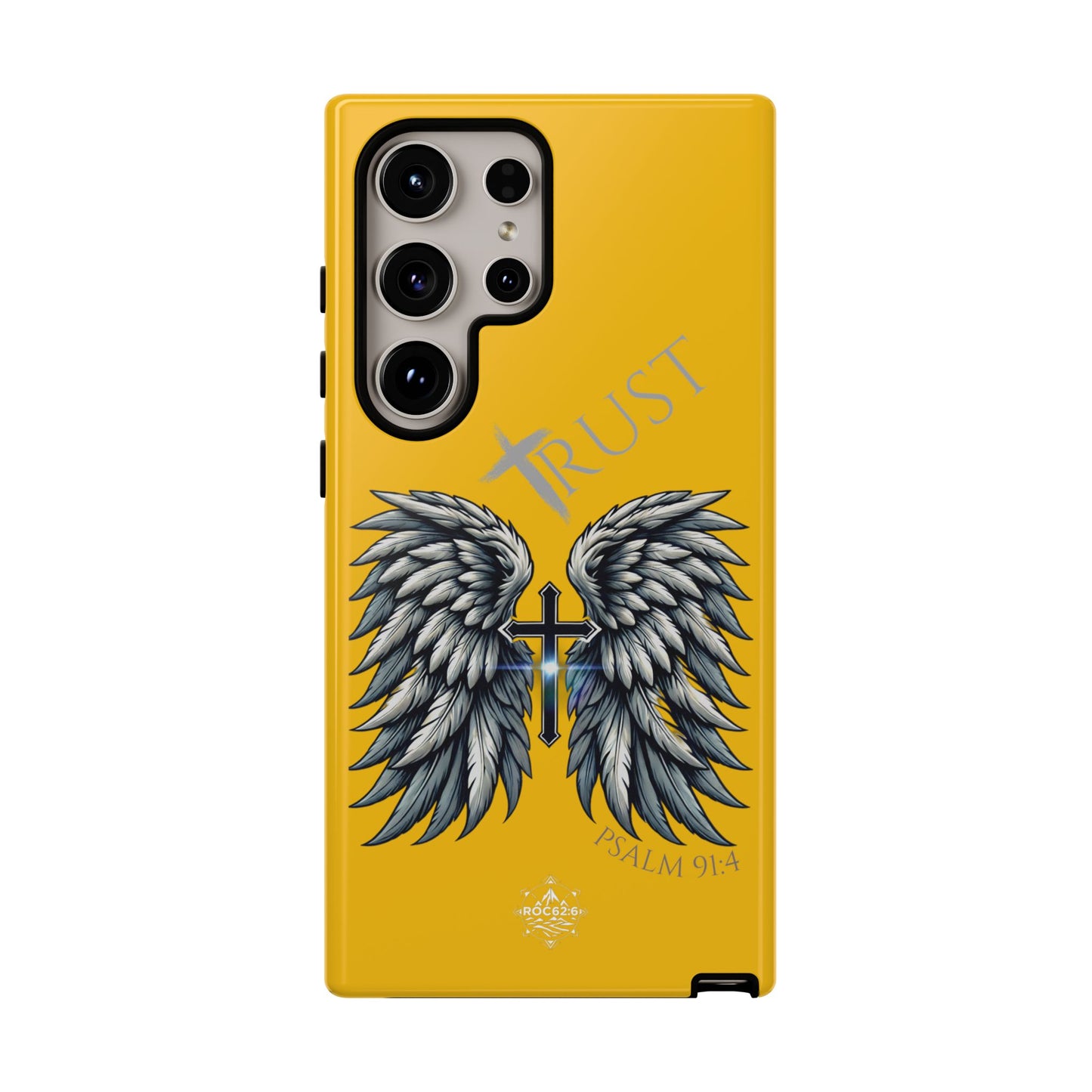 Wings Series Gold Phone Case - Trust, Psalm 91:4 Design, Inspirational Gift, Christian Accessories, Spiritual Protection, Encouragement