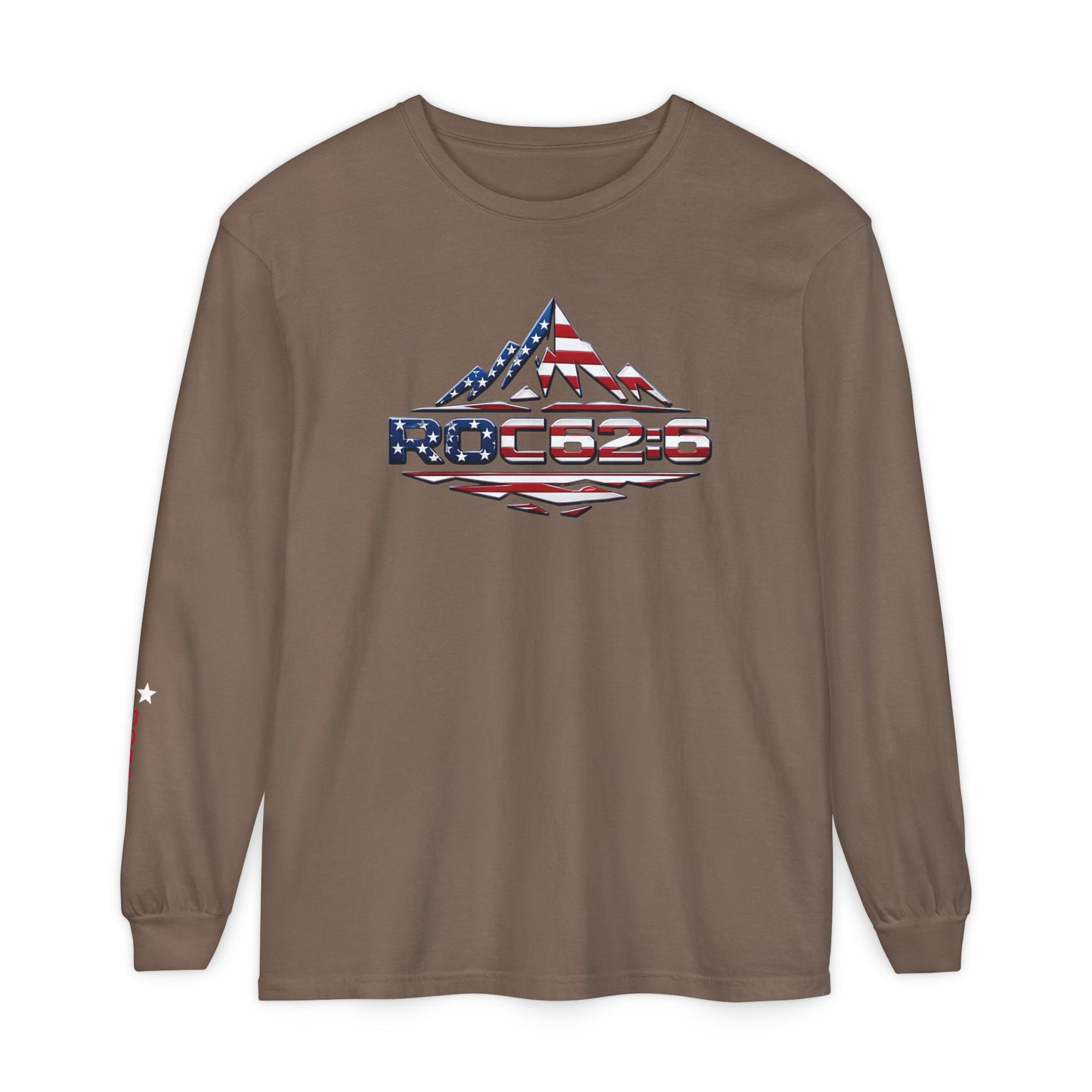 American Flag Mountain ROC626 Long Sleeve Shirt | Patriotic Outdoor Tee