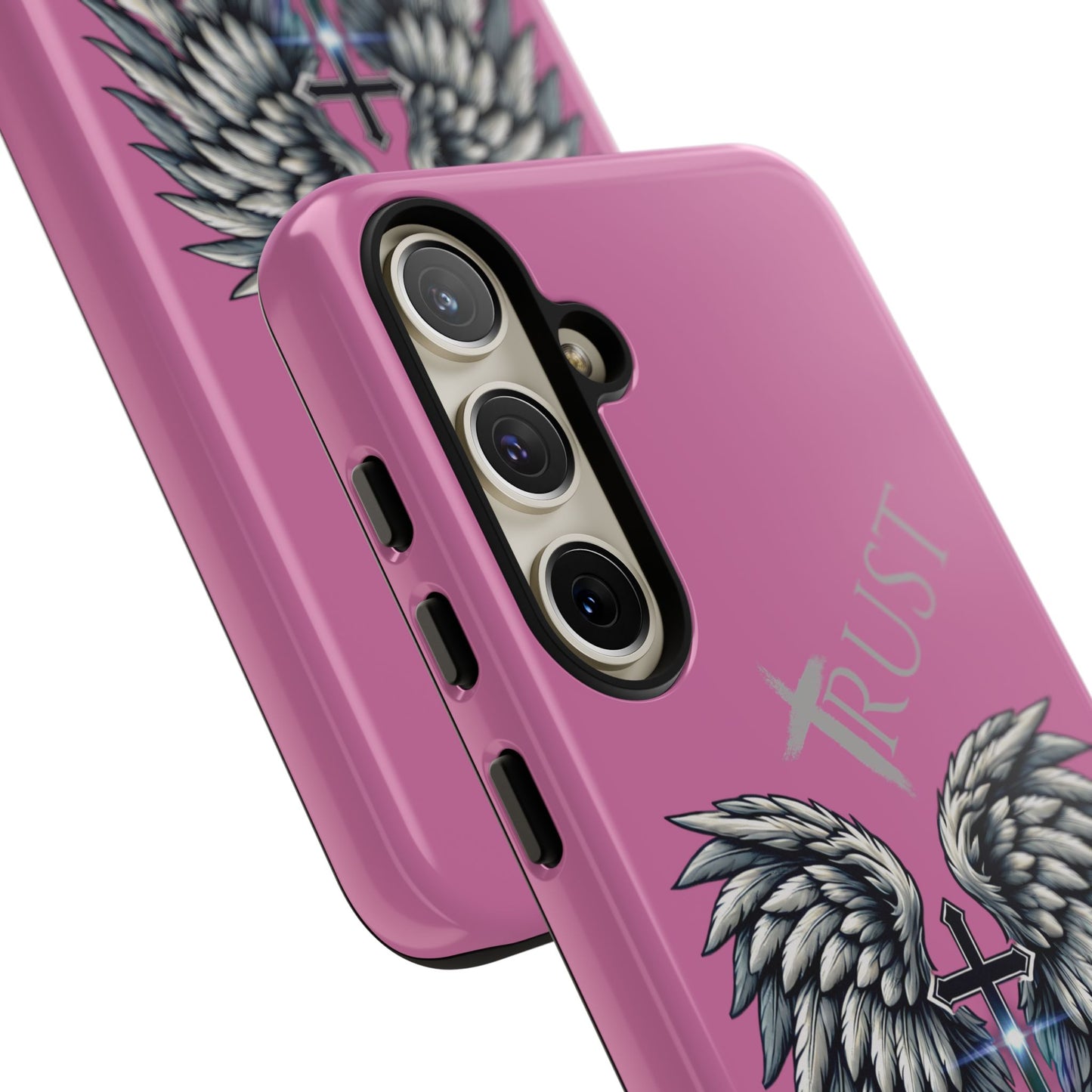 Wings Series Pink Phone Case - Trust, Psalm 91:4 Design, Inspirational Gift, Christian Accessories, Spiritual Protection, Encouragement