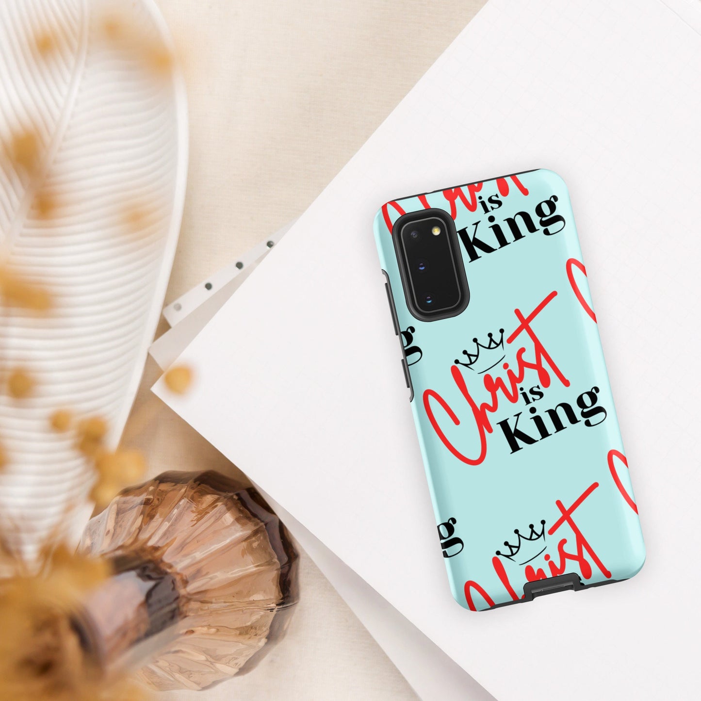 Christ is King Tough case for Samsung® Light Cyan - S21, S22, S23, S24 Series, Phone Case, Christian Samsung Case, Designer Samsung Case