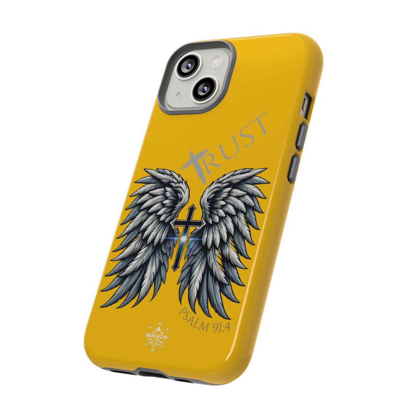 Wings Series Gold Phone Case - Trust, Psalm 91:4 Design, Inspirational Gift, Christian Accessories, Spiritual Protection, Encouragement