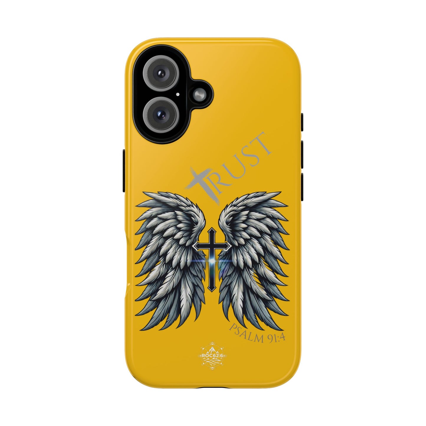 Wings Series Gold Phone Case - Trust, Psalm 91:4 Design, Inspirational Gift, Christian Accessories, Spiritual Protection, Encouragement