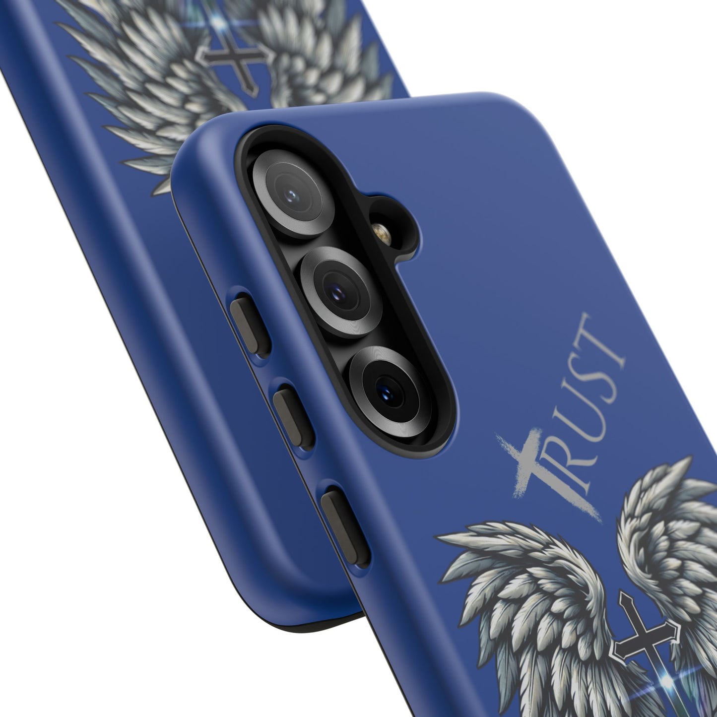 Wings Series Blue Phone Case - Trust, Psalm 91:4 Design, Inspirational Gift, Christian Accessories, Spiritual Protection, Encouragement
