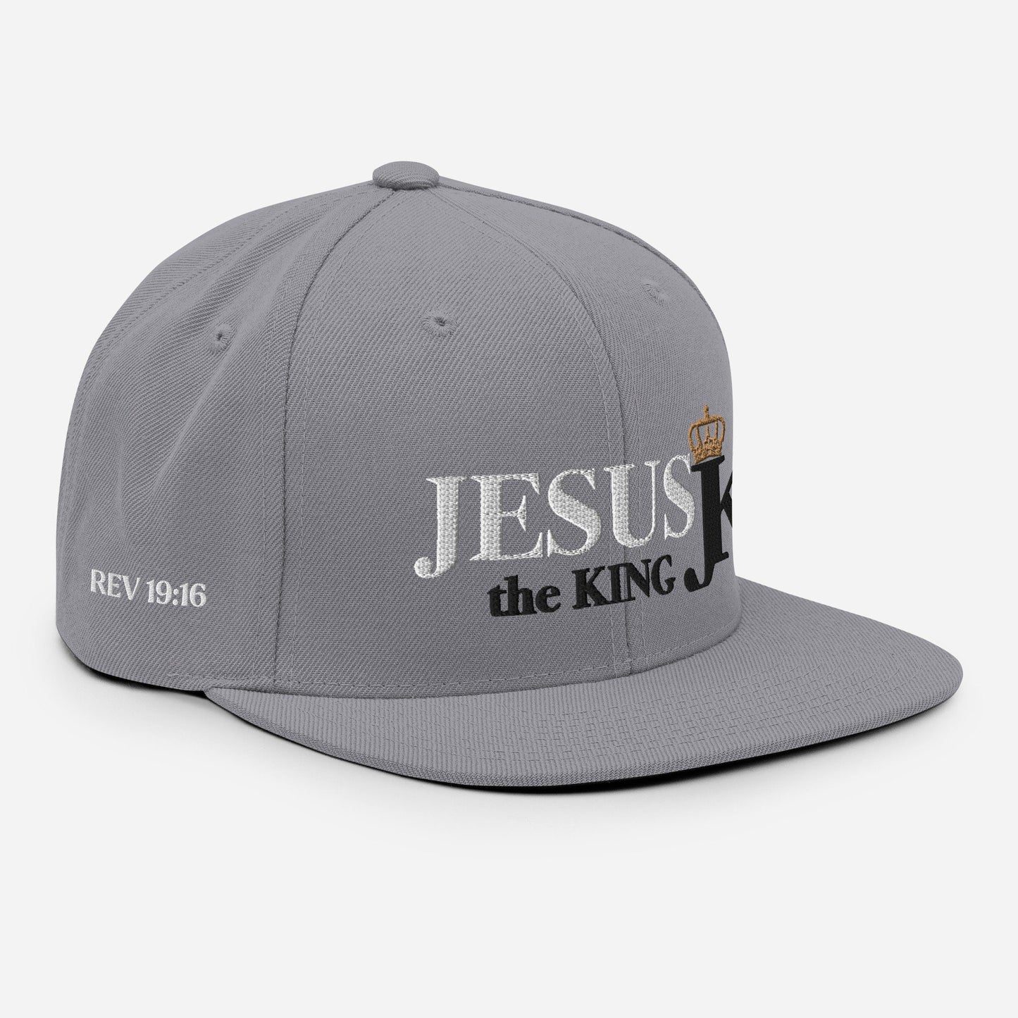 Jesus the King Snapback Hat, King Jesus Hat, Jesus King Cap, JK Snapback hat, Jesus King Hat (Black letters)