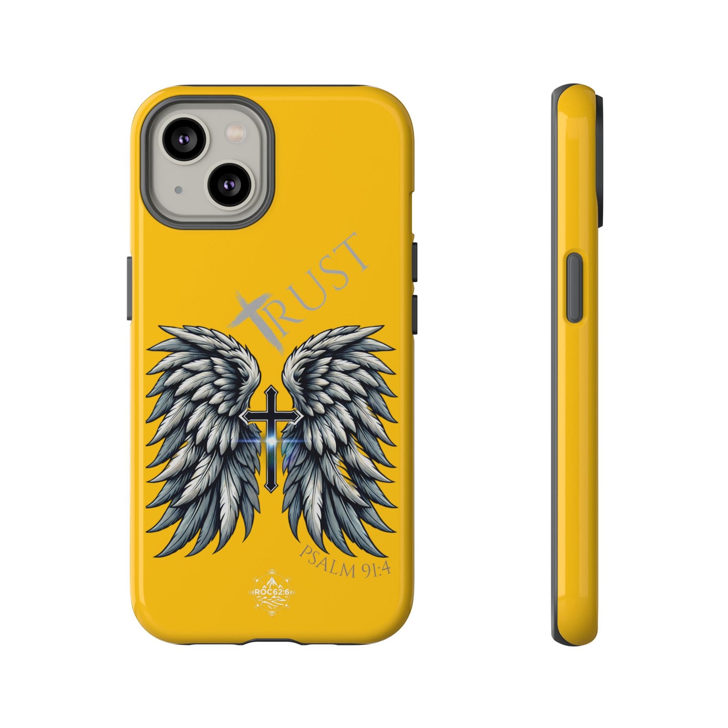 Wings Series Gold Phone Case - Trust, Psalm 91:4 Design, Inspirational Gift, Christian Accessories, Spiritual Protection, Encouragement